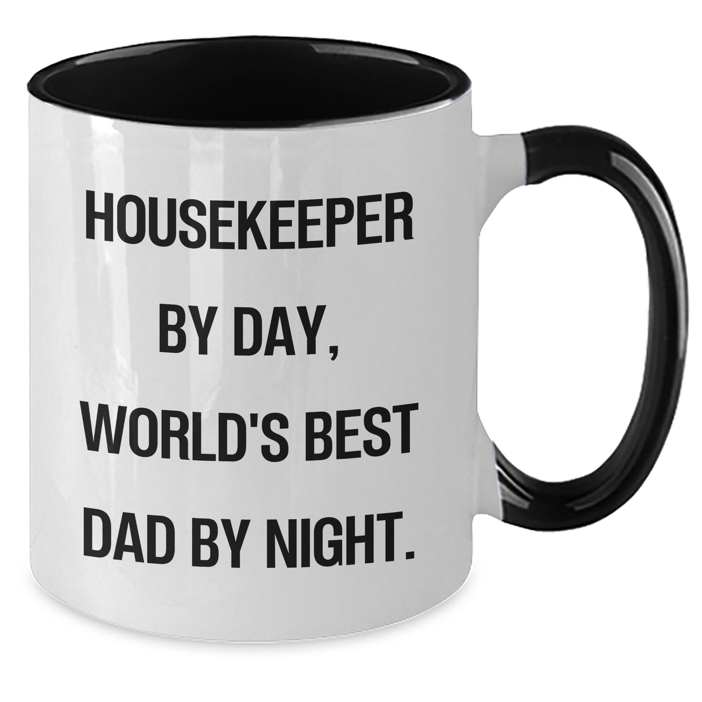 Funny Housekeeper Gifts: Housekeeper By Day, World's Best Dad By Night. Two Tone Coffee Mug for Father's Day - Additional