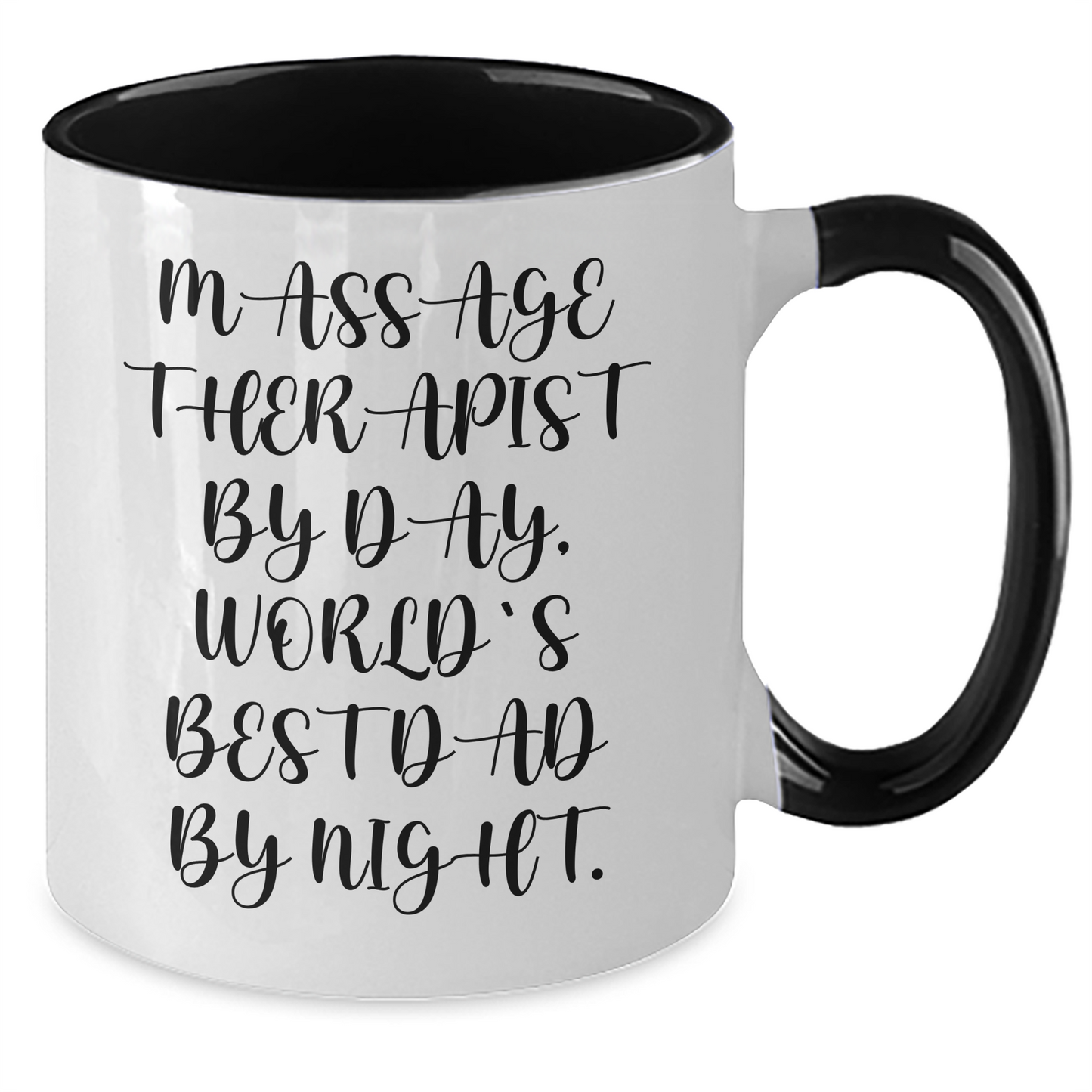 Massage Therapist Gifts, Funny Two Tone Coffee Mug, 'Massage Therapist By Day, World's Best Dad By Night', Father's Day Unique Gifts from Friends - Additional