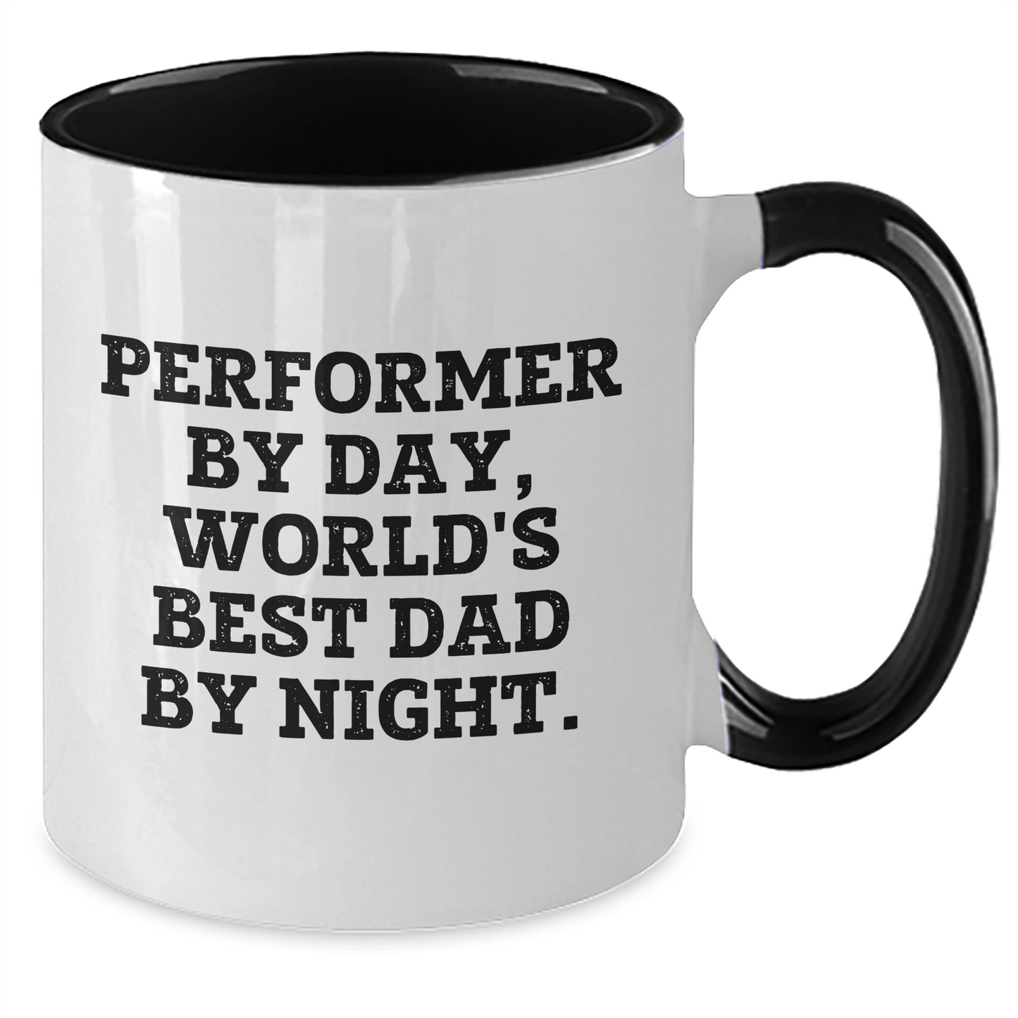 Funny Performer Gifts: Performer By Day, World's Best Dad By Night. Two Tone Coffee Mug for Father's Day - Additional