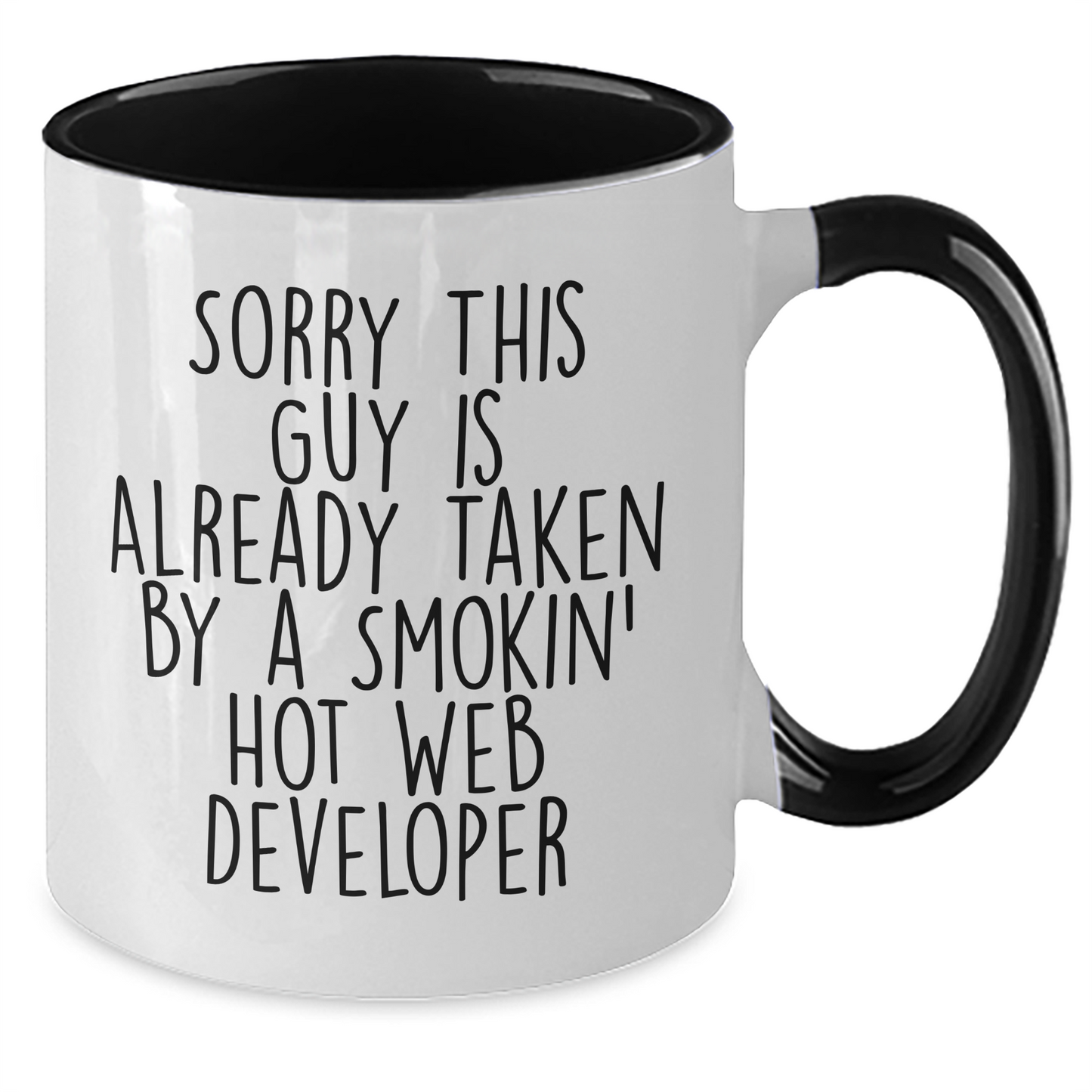 Funny Web Developer Gifts from Friends for Men - Sorry This Guy Is Already Taken Two Tone Coffee Mug - Additional