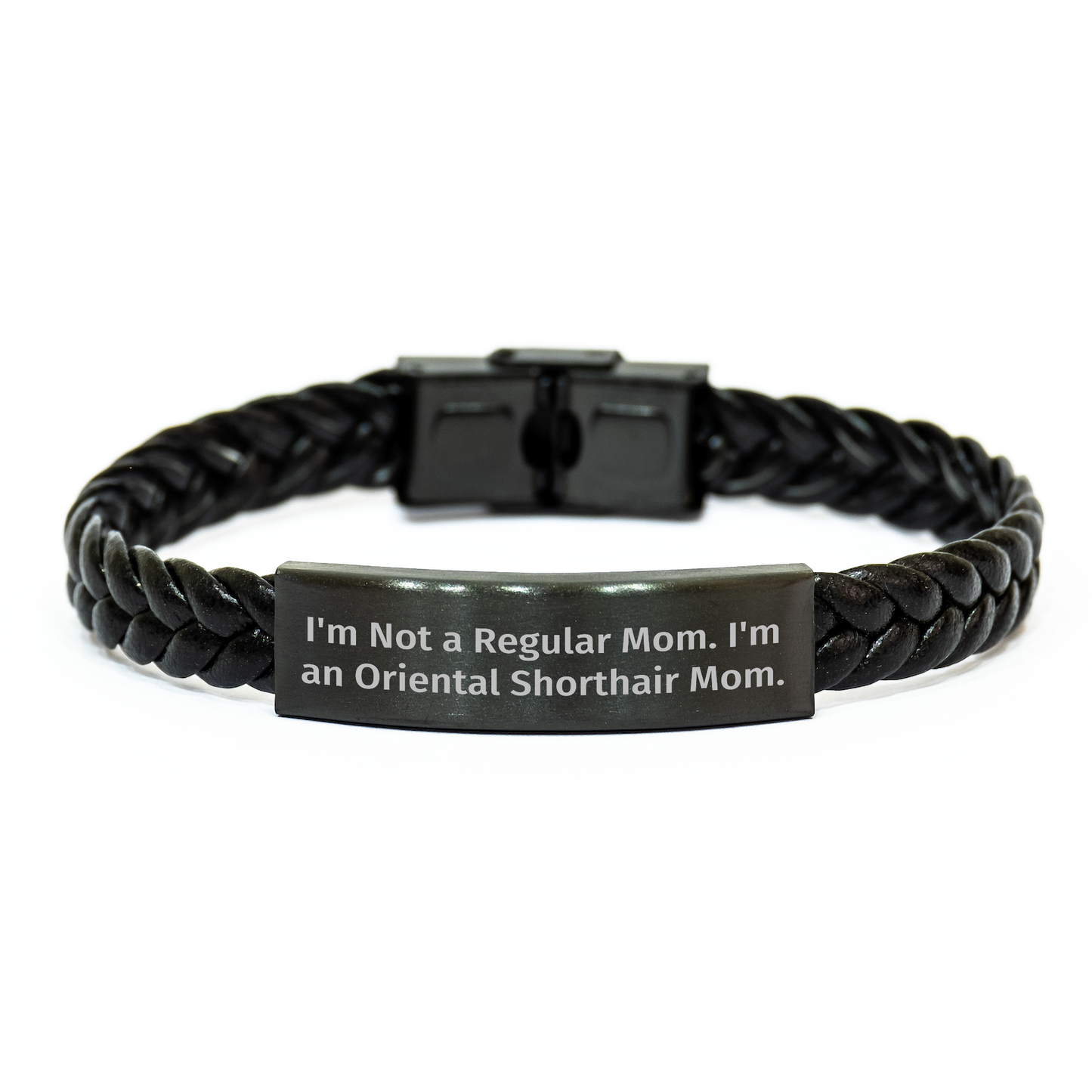Oriental Shorthair Cat Mom Funny Interlaced Leather Gift for Her on Graduation Day - Gifts from Mom to Oriental Shorthair Cat Lady - Image 1