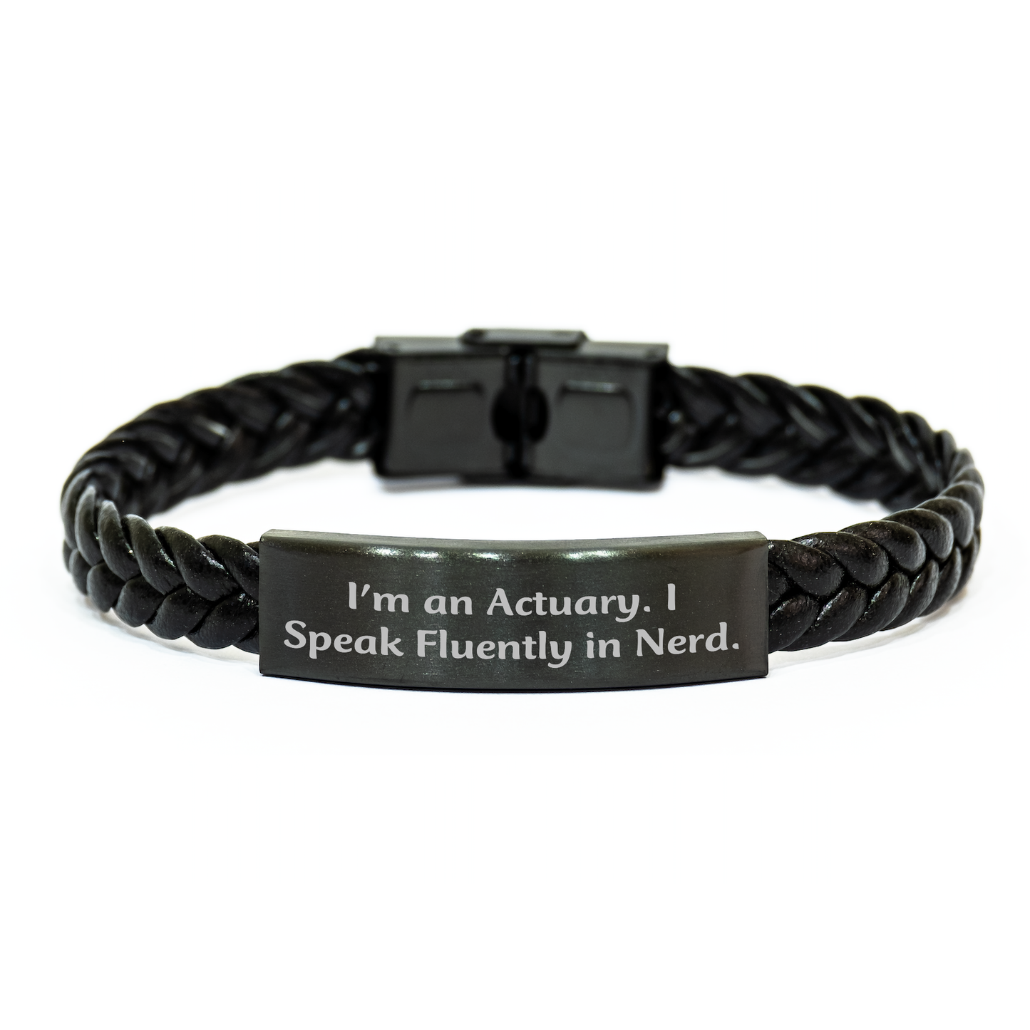 Actuary Gifts Funny Quote Interlaced Leather Bracelet for Men Gifts from Family Friends Coworkers - Image 1
