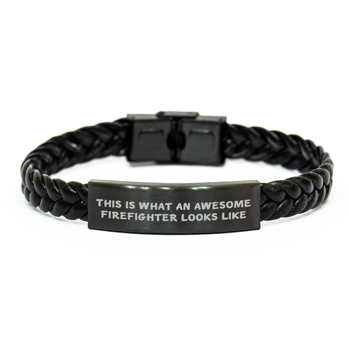 Firefighter Gifts, Inspirational Quote, Interlaced Leather Bracelet for Men, Gifts from Friends, Gifts for Firefighter, Graduation Unique Gifts - Image 1