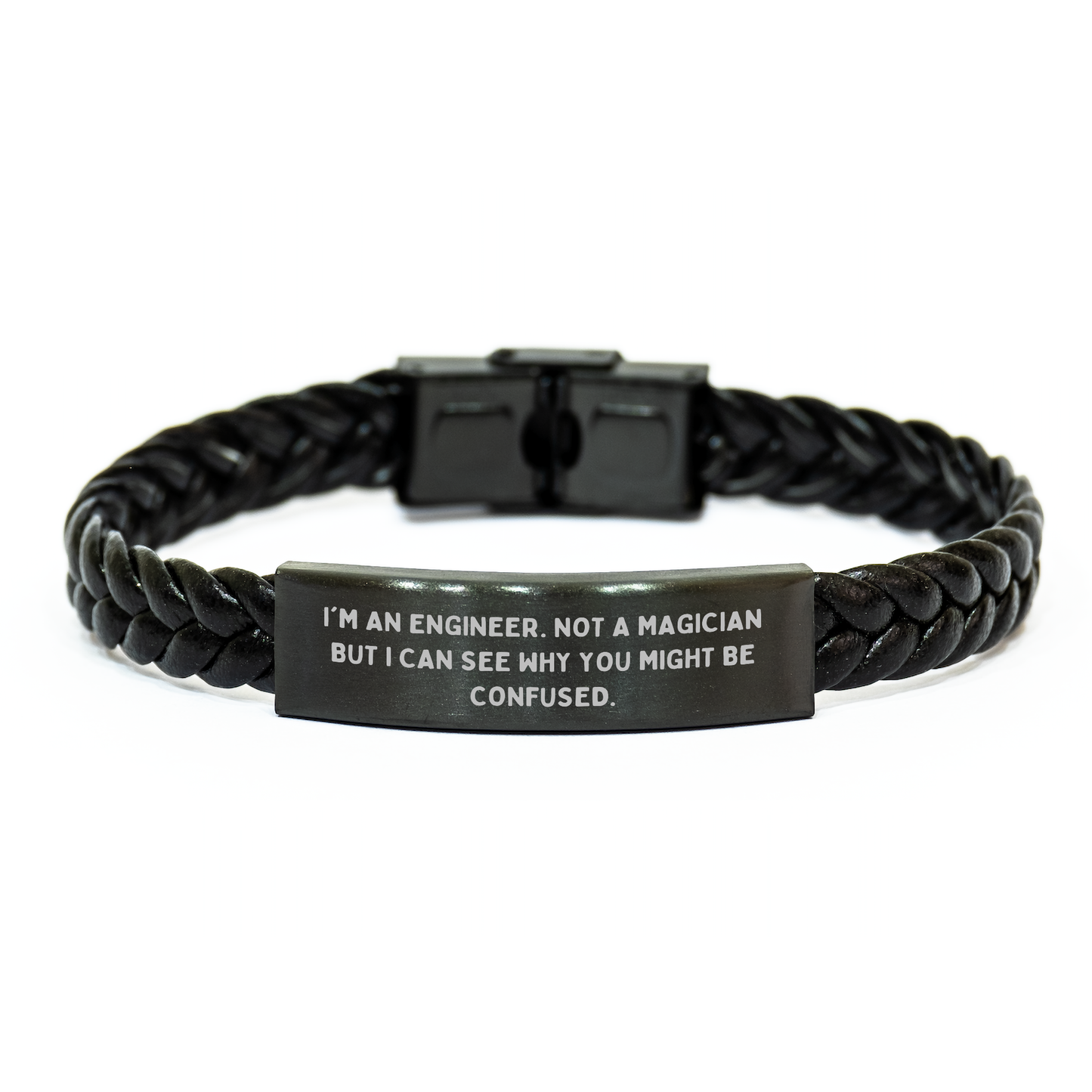 Engineer Gifts from Men to Engineer Friends - Funny Interlaced Leather Bracelet for Father's Day - Image 1