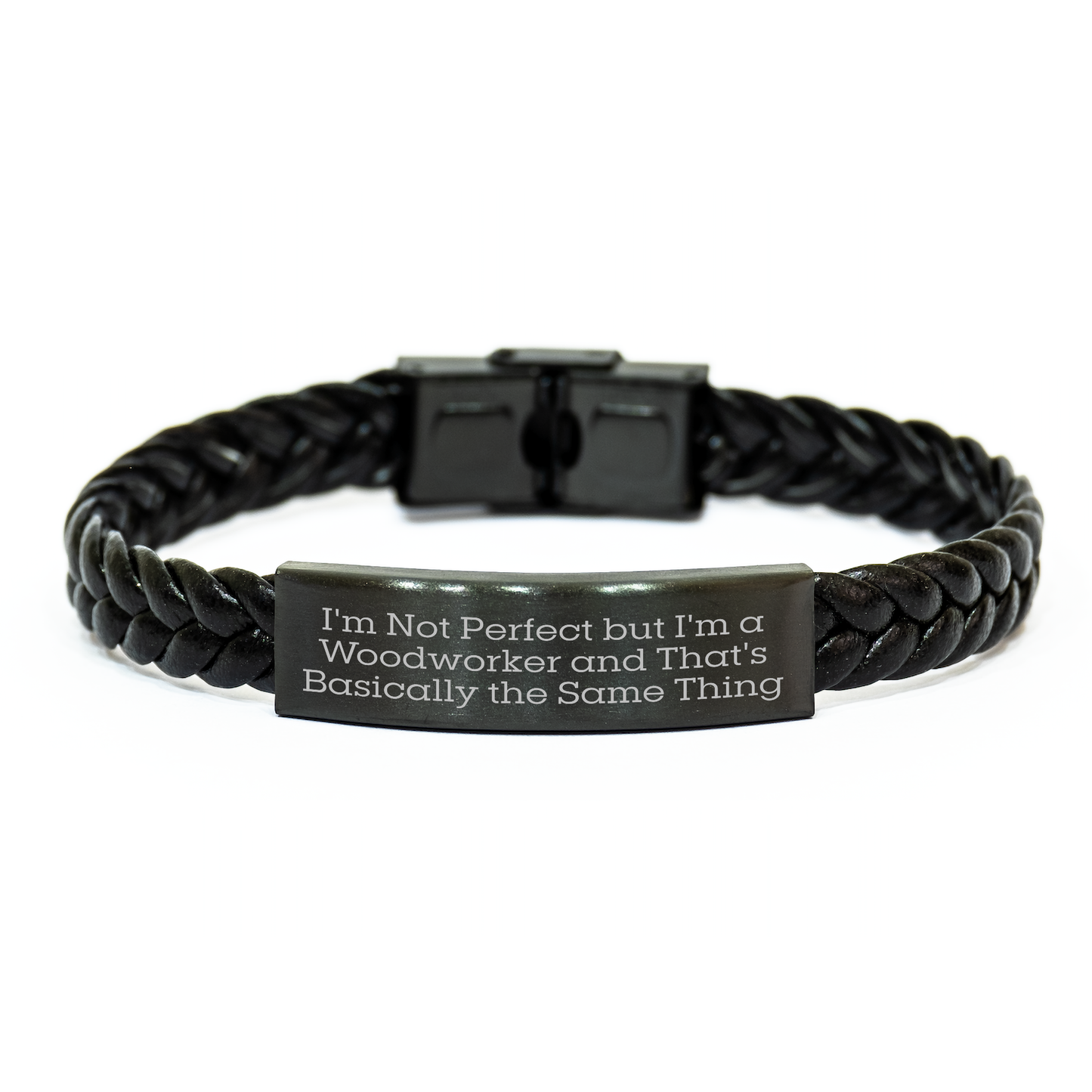Woodworker's Humor, Interlaced Leather Gifts for Father's Day - Unique, Durable, Engraved Stainless Steel, 7.87 inches, Gifts from Men to Woodworker, Friends, Family - Image 1