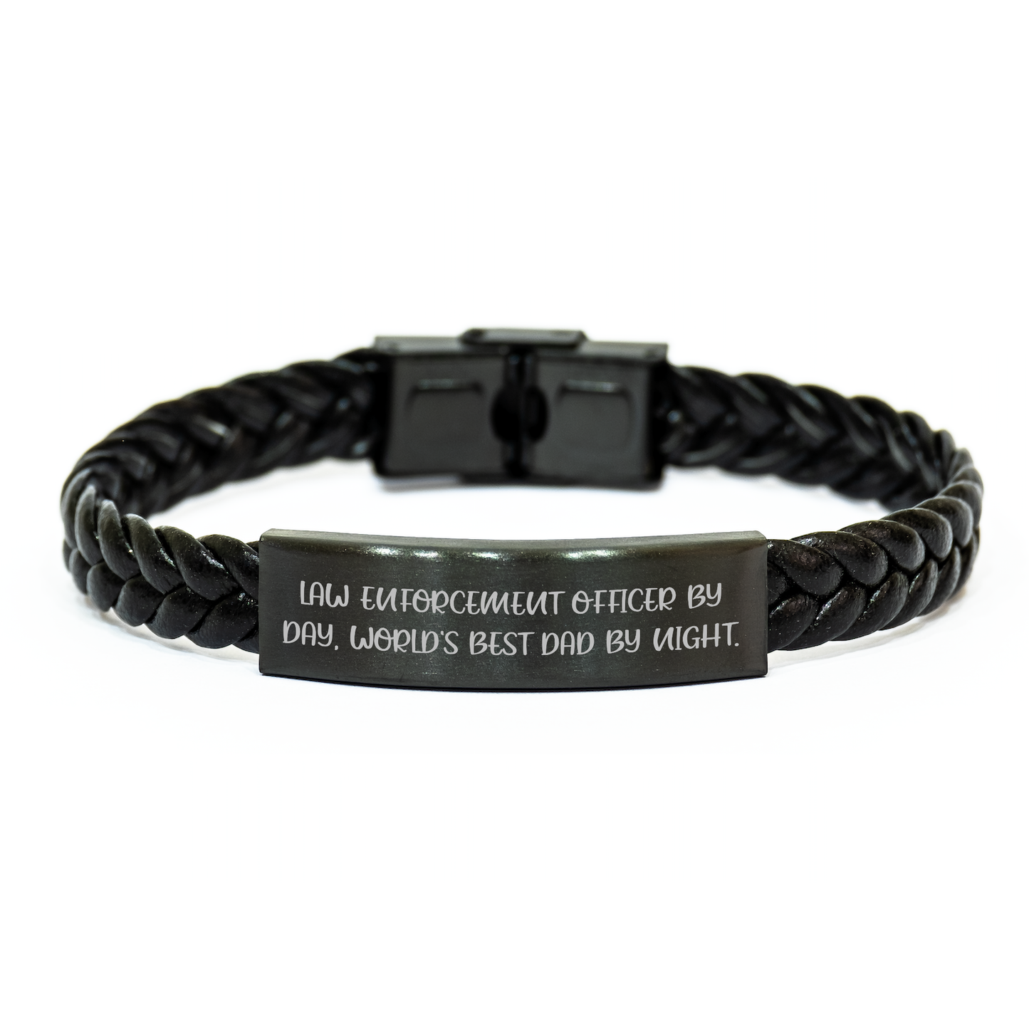 Law Enforcement Officer Gifts - Funny Interlaced Leather Braclet for Dad - Father's Day Unique Gifts from Men - Image 1