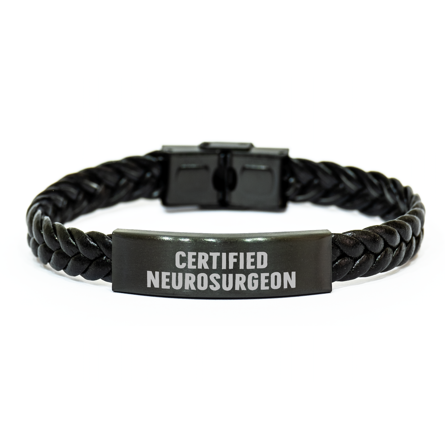 Funny Certified Neurosurgeon Gifts from Friends for Neurosurgeon Graduation Interlaced Leather Bracelet, Inspirational Quote, Unique Gifts for Men, Women, Family, and Coworkers - Image 1