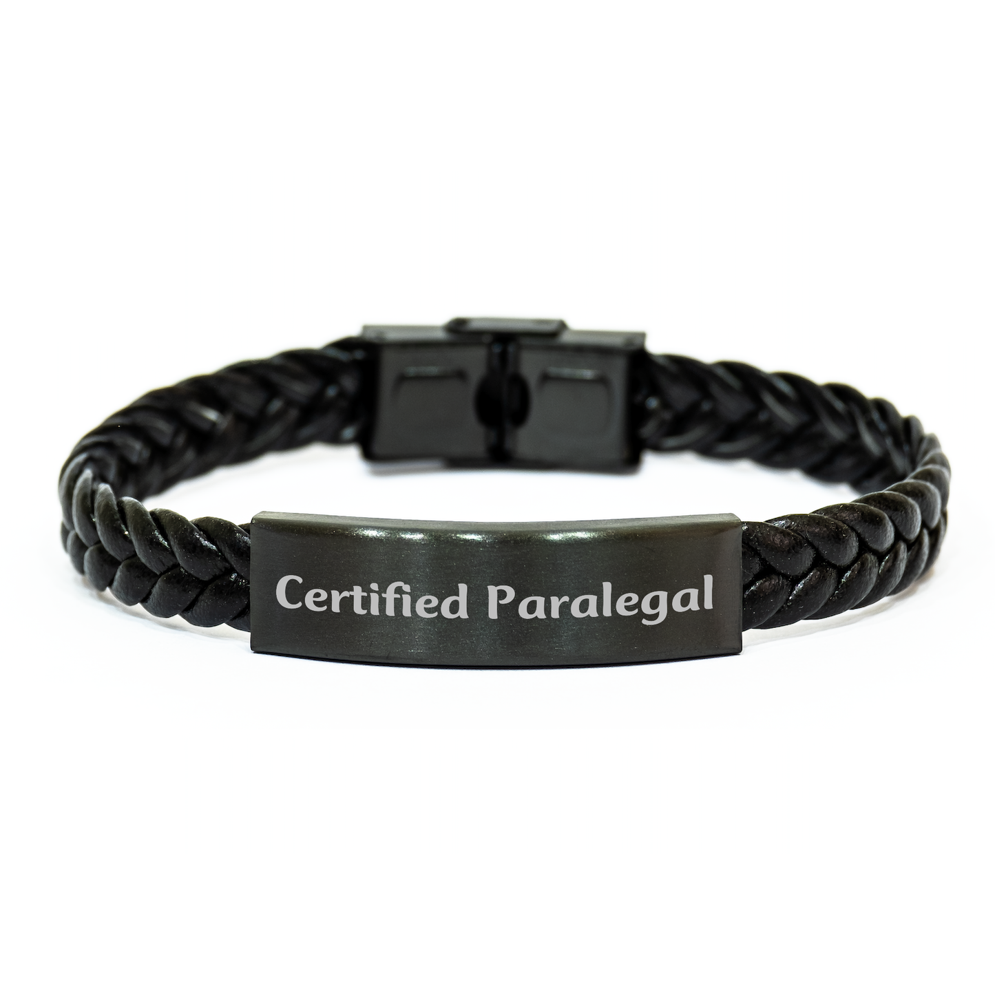 Funny 'Certified Paralegal' Interlaced Leather Bracelet Gifts from Men, Unique Paralegal Gifts for Father's Day - Image 1