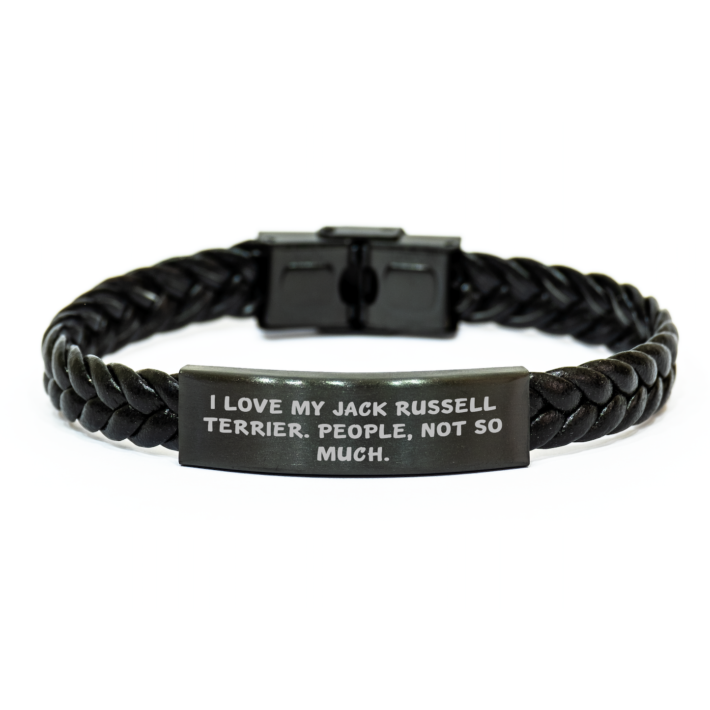 Funny Jack Russell Terrier Dog Gifts from Men to Friends - Interlaced Leather Bracelet for Graduation Unique Gifts - Image 1