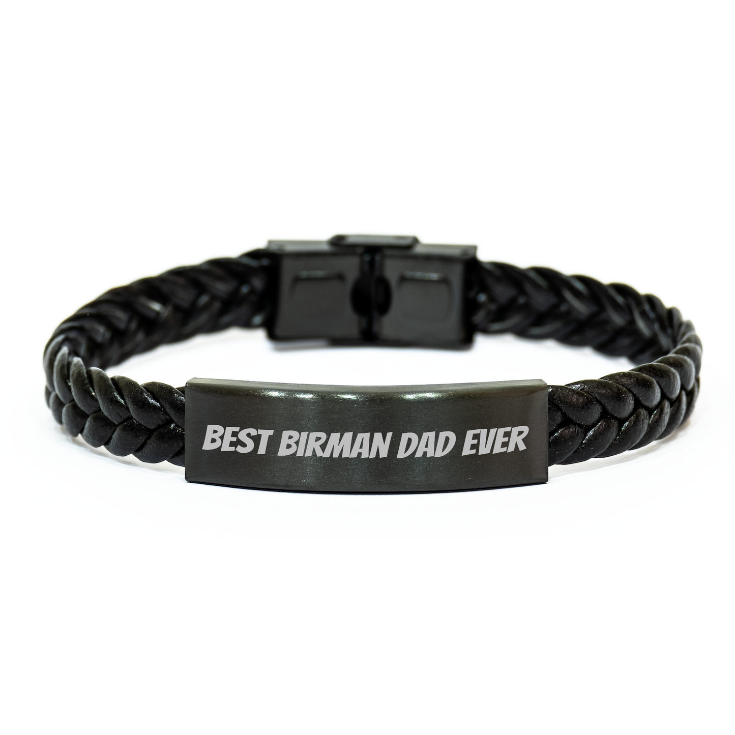 Funny Birman Cat Dad Gifts Interlaced Leather Bracelet, 'Best Birman Dad Ever', Father's Day Unique Gifts from Family to Men - Image 1