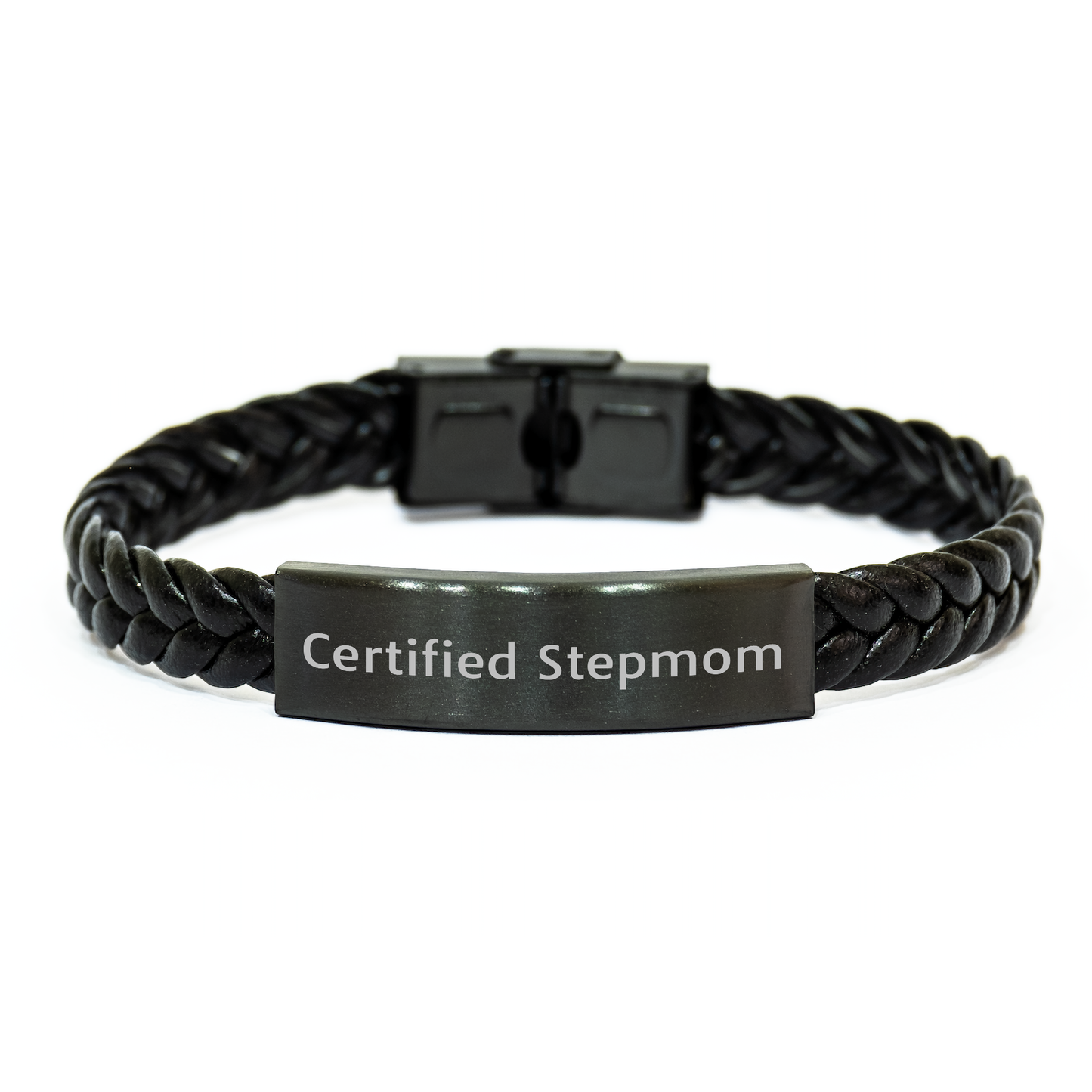 Funny Stepmom Gifts, Certified Stepmom Quote, Interlaced Leather Graduation Gift for Her, Gifts from Family, Gifts for Stepmom - Image 1
