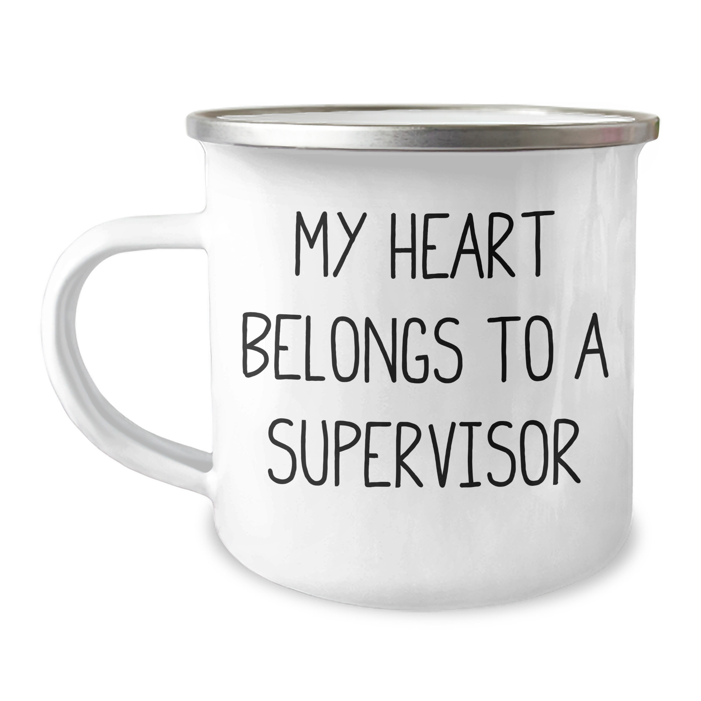Funny Supervisor Gifts from Friends, Camping Mug for Men, Unique Graduation Gifts for Him, 'My Heart Belongs To A Supervisor' - Image 1