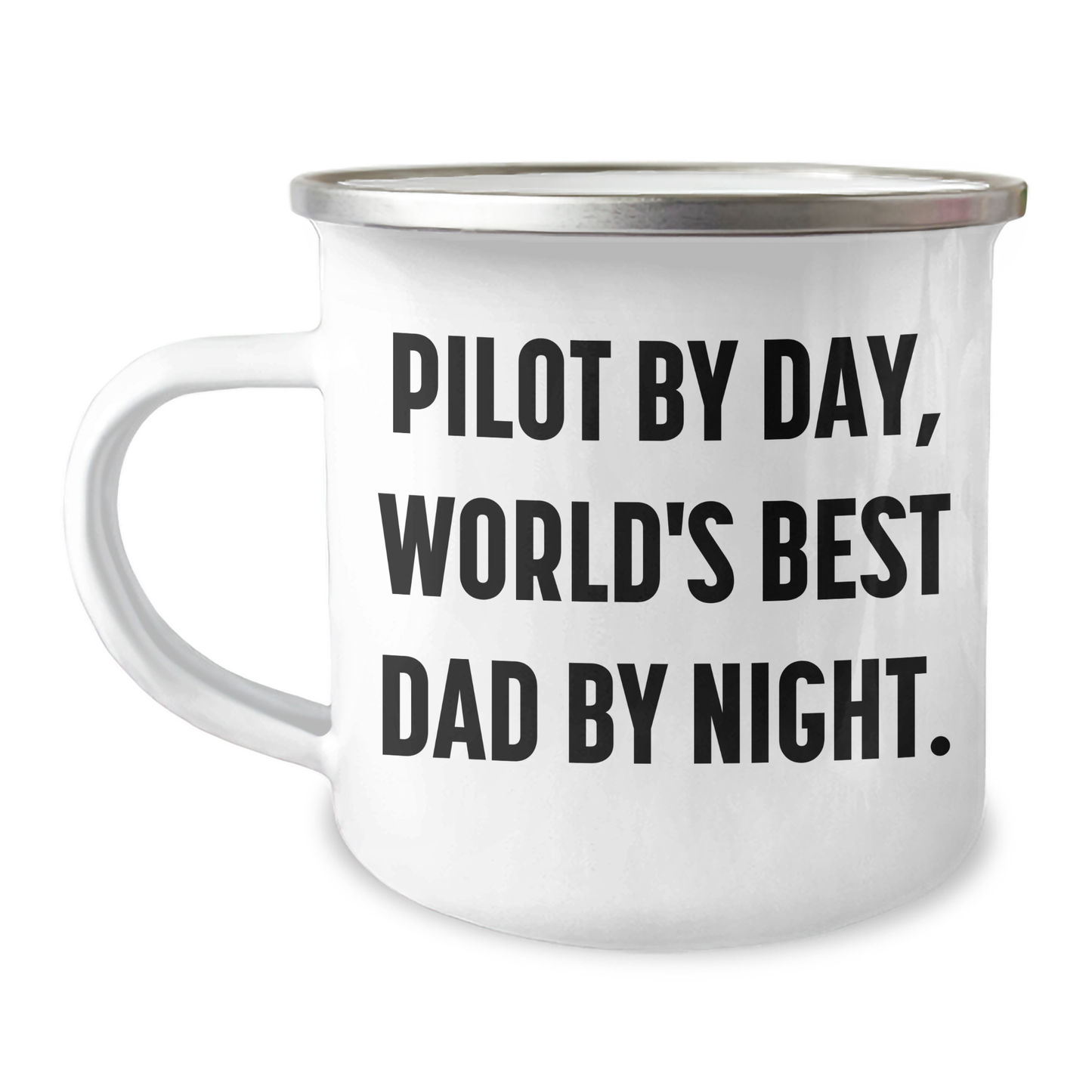 Pilot Gifts: 'Pilot By Day, World's Best Dad By Night.' Funny Camping Mug for Father's Day - Gifts from Men to Pilots - Image 1