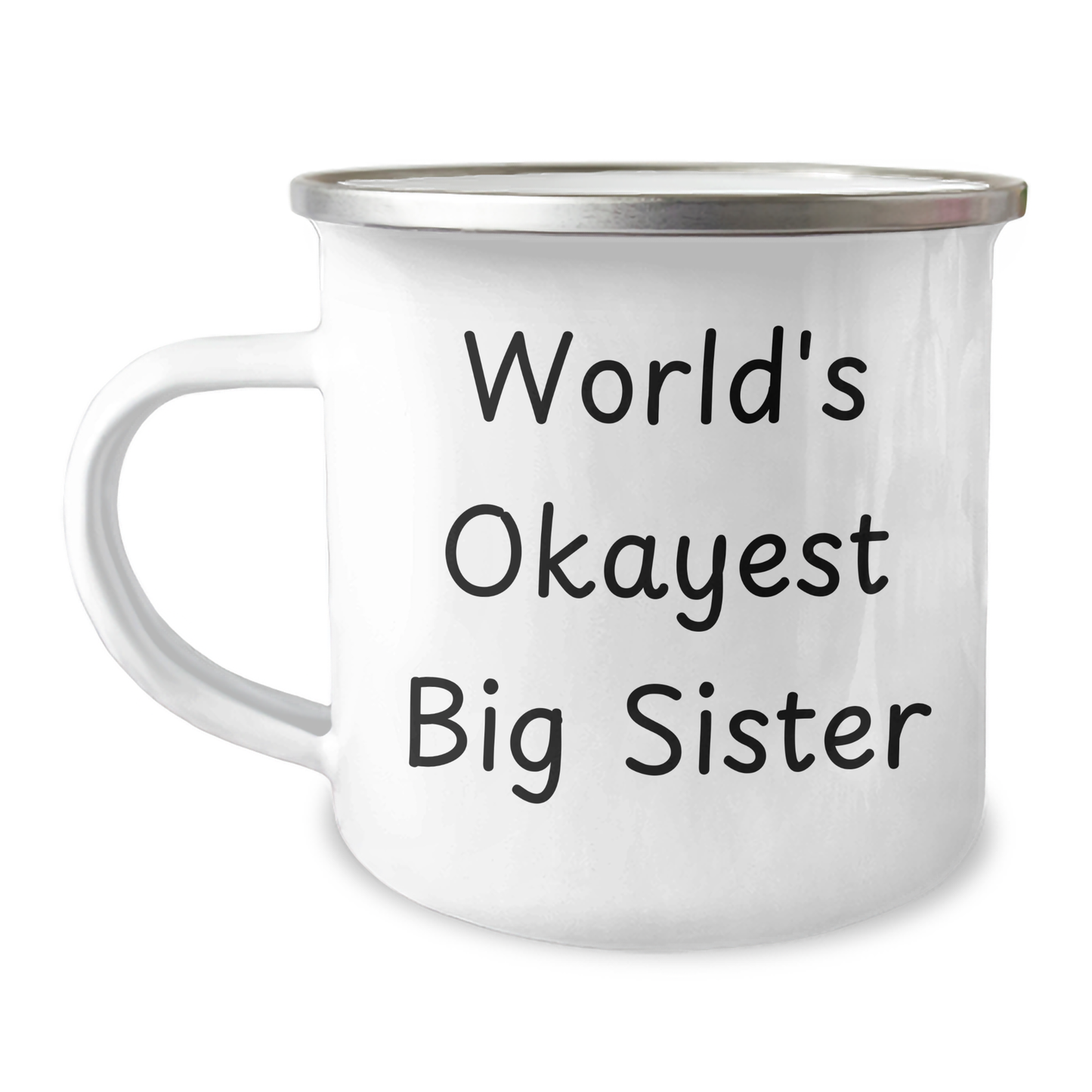 Funny Big Sister Gifts, World's Okayest Sister Camping Mug for Graduation, Gifts from Friends, Big Sister Love - Image 1