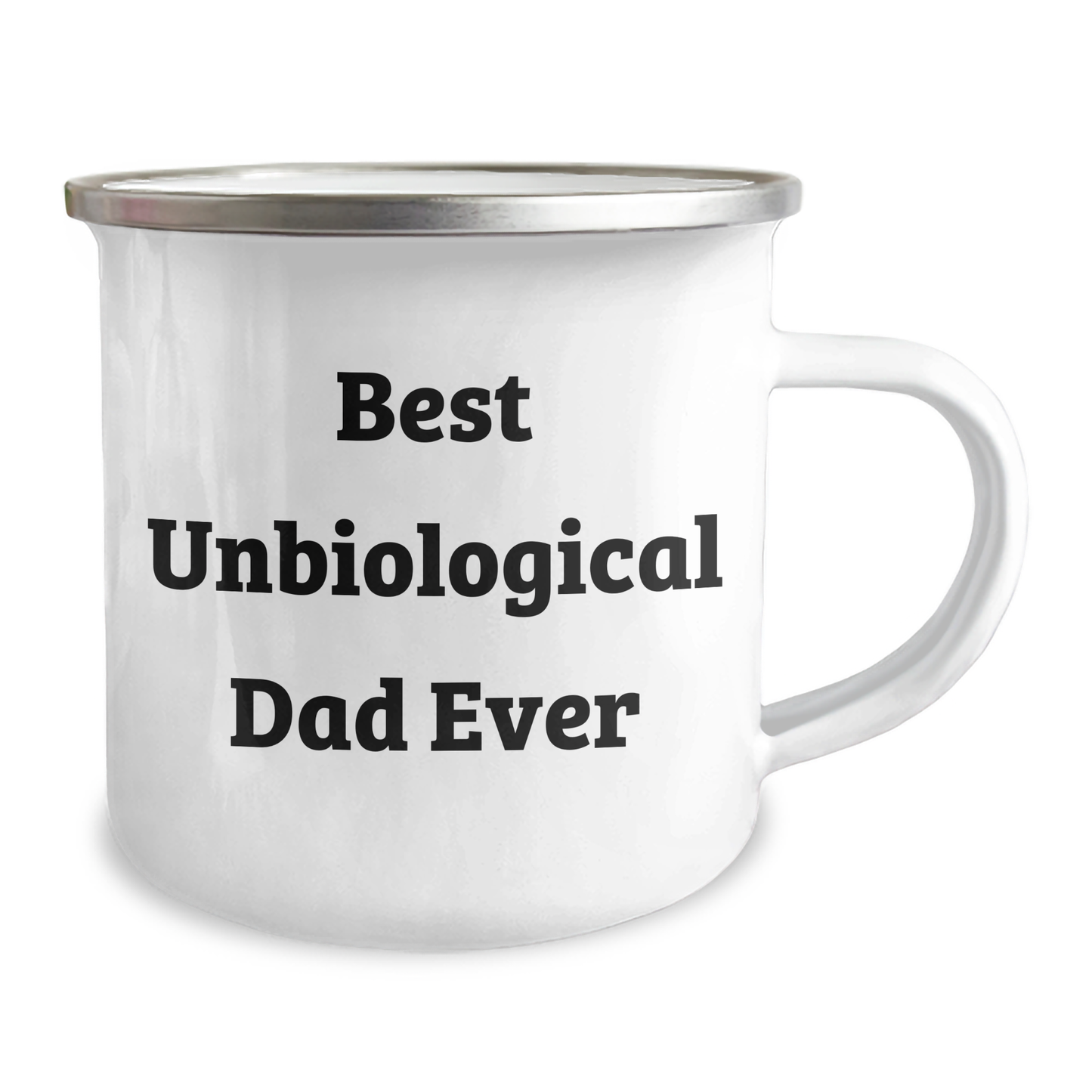 Funny Unbiological Dad Camping Mug Gifts from Friends for Unbiological Dad Best Ever, Enamel Finish, 12 oz Capacity - Image 2