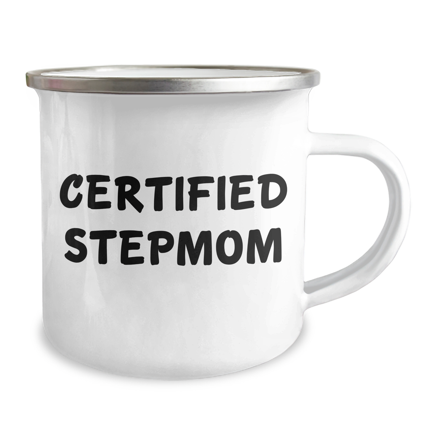 Funny Stepmom Gifts from Family, Unique Camping Mug for Stepmom's Graduation, 'Certified Stepmom' Quote, 12 oz Stainless Steel with Enamel Finish, Hand Wash Recommended - Image 2