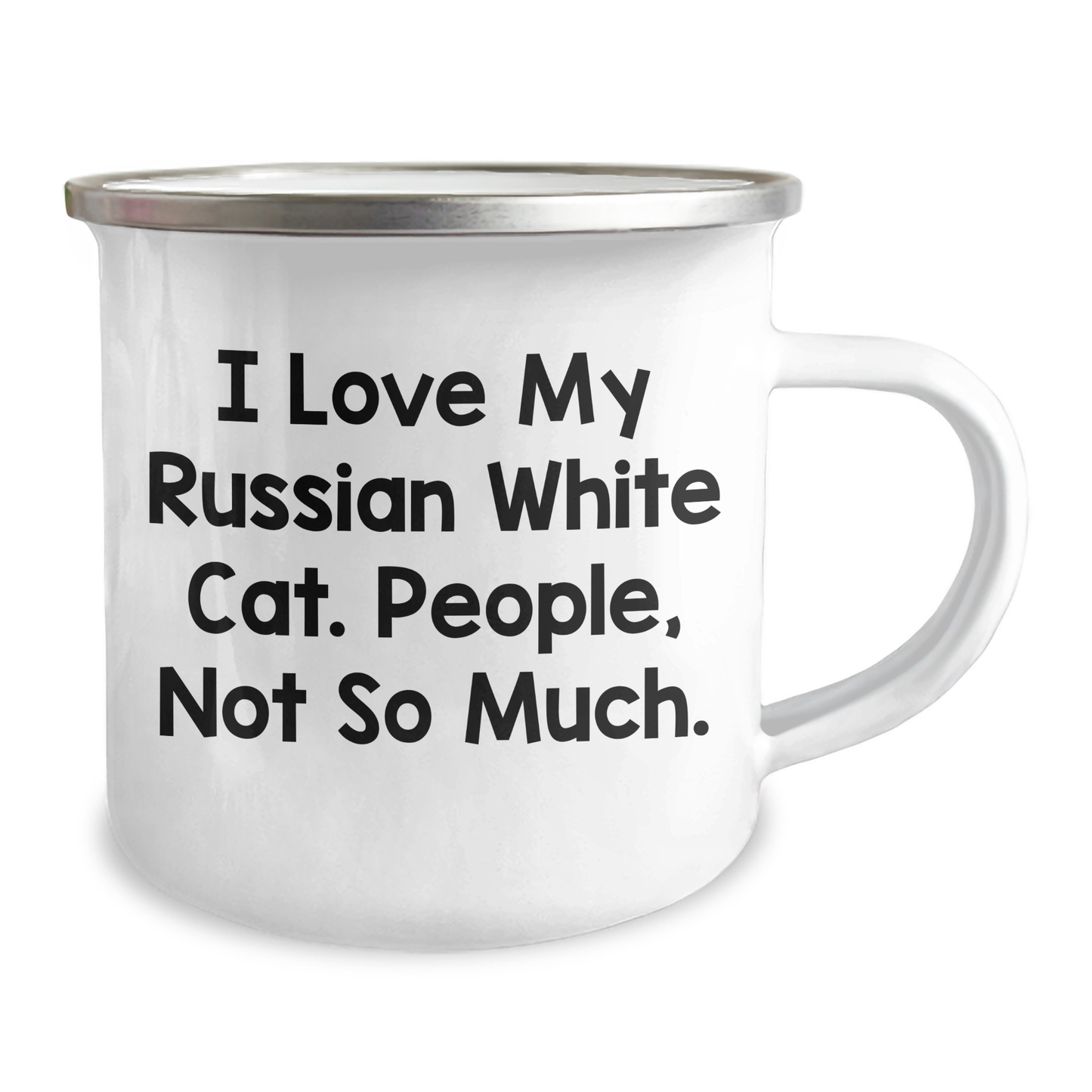 Funny Russian White Cat Gifts for Men, 'I Love My Russian White Cat. People, Not So Much.' Camping Mug, Gifts from Family on Father's Day - Unique Russian White Cat Mug - Image 2