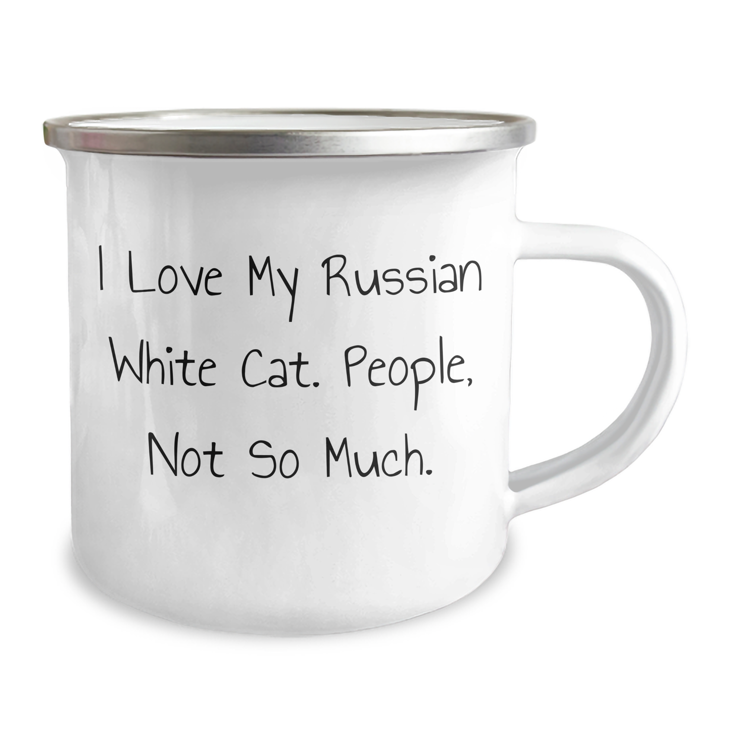 Russian White Cat Lover's Camping Mug, Funny Quote Gifts for Men, Unique Father's Day Ideas from Family - Image 2