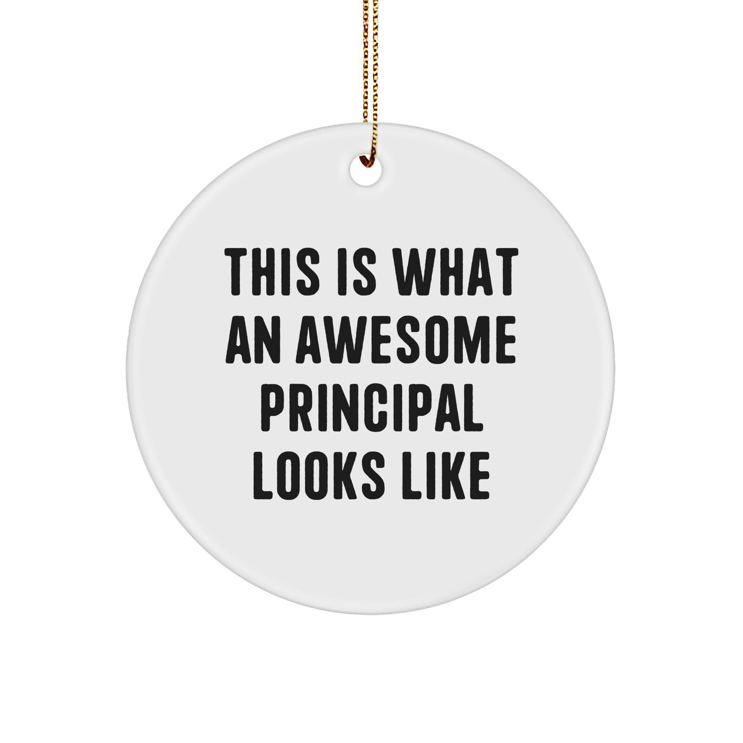 Inspirational Principal Gifts, 'This Is What An Awesome Principal Looks Like', Circle Ornament for Men, Women, Friends, or Family - Unique Christmas Memorable Presents - Image 1