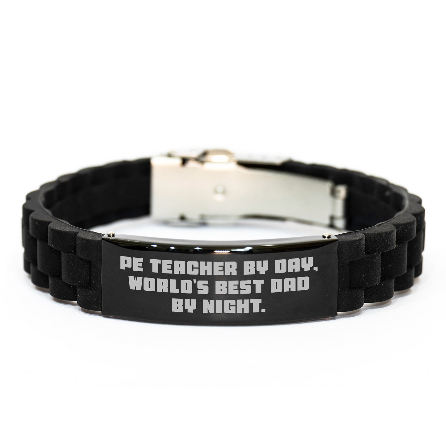 PE Teacher Gifts, Funny Quote, Glide lock Clasp Bracelet, Father's Day Unique Gifts from Men to World's Best Dad - Image 1