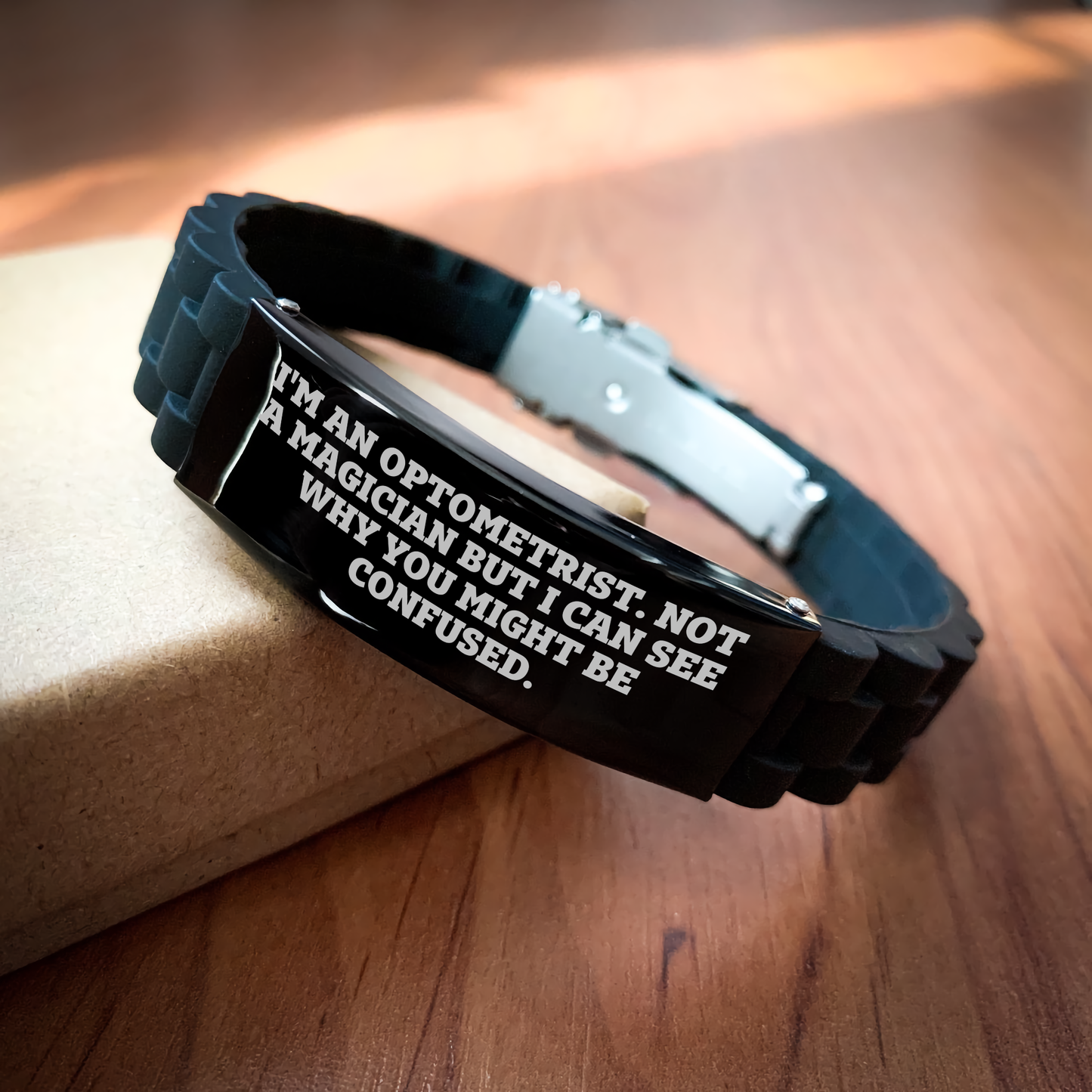 Optometrist Gifts from Friends - Funny Glide lock Clasp Bracelet for Graduation, 'I'm An Optometrist. Not A Magician But I Can See Why You Might Be Confused.', Gifts for Optometrist - Image 2
