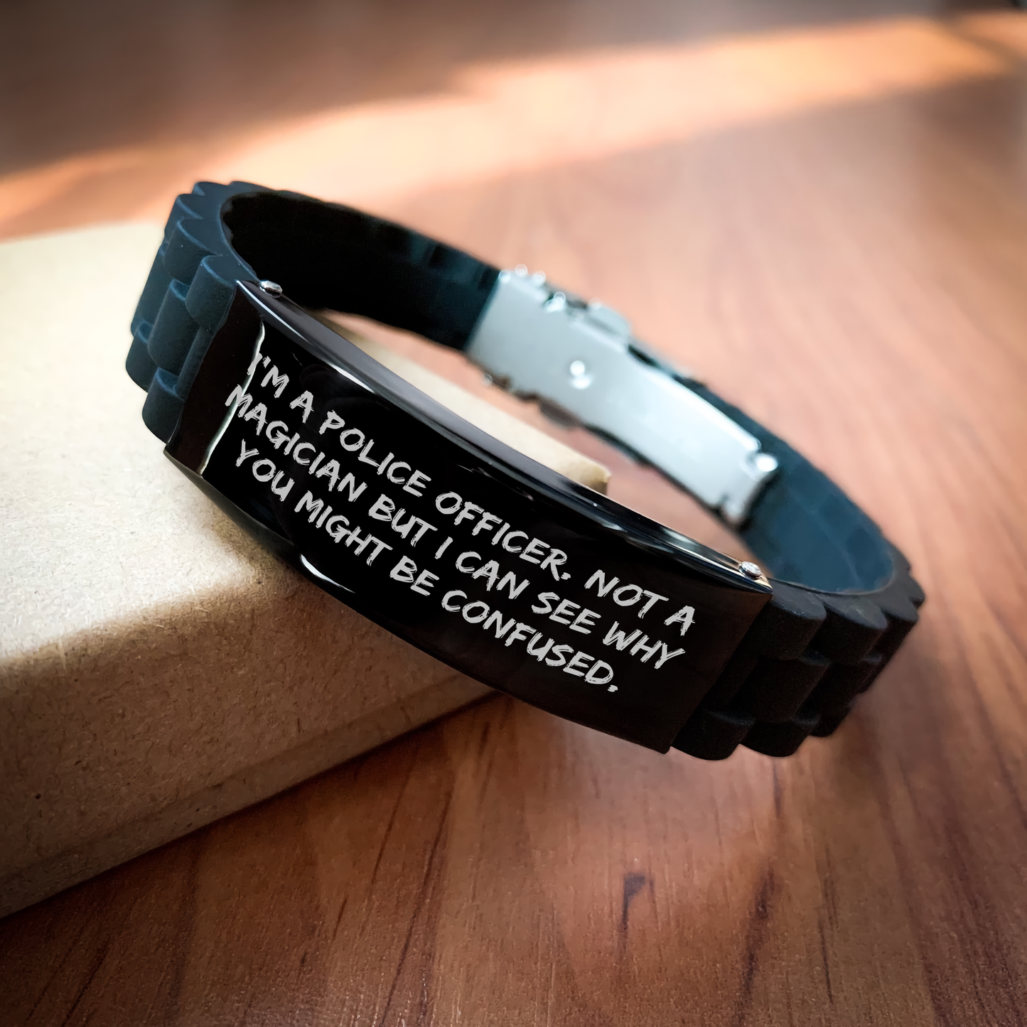 Police Officer Gifts from Friends - Funny Quote Glide lock Clasp Bracelet for Graduation Unique Gifts for Him or Her - Image 2