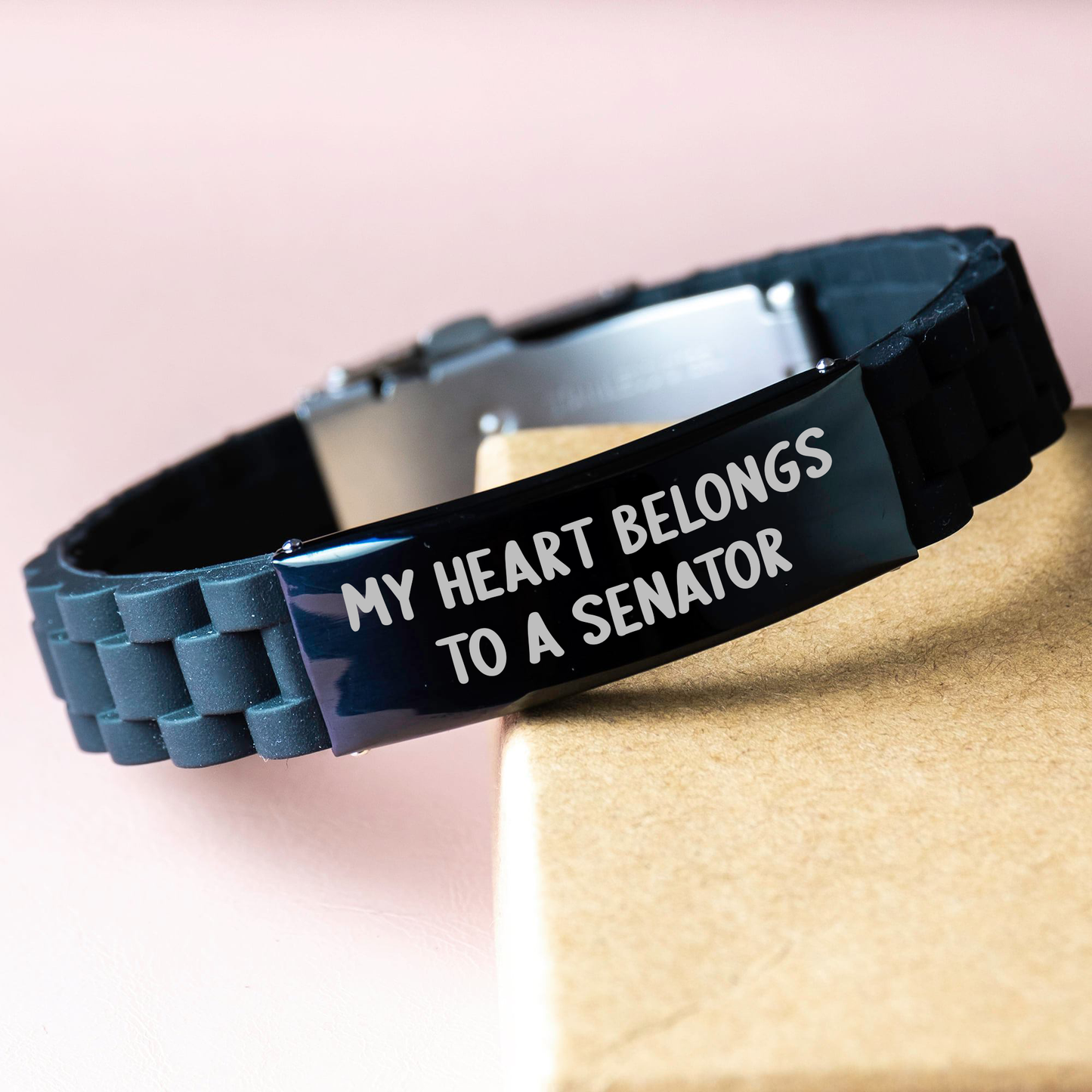 Senator Gifts Funny Quote My Heart Belongs To A Senator Glide lock Clasp Jewelry for Graduation Unique Gifts from Friends to Senator - Image 3