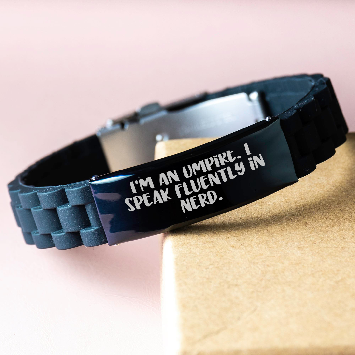 Umpire Gifts from Friends, 'I'm An Umpire. I Speak Fluently In genius.', Graduation Unique Gifts for Umpire, Adjustable Glide lock Clasp Bracelet - Image 3