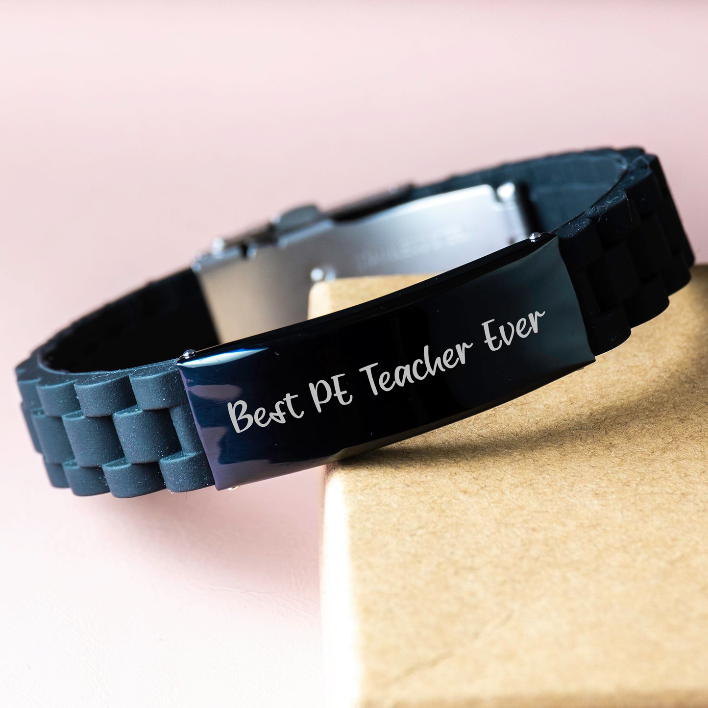 Funny PE Teacher Gift - 'Best Pe Teacher Ever' Glide lock Clasp Bracelet for Men, Adjustable and Durable with Premium Bag, Perfect for Father's Day Unique Gifts from Friends or Family - Image 3