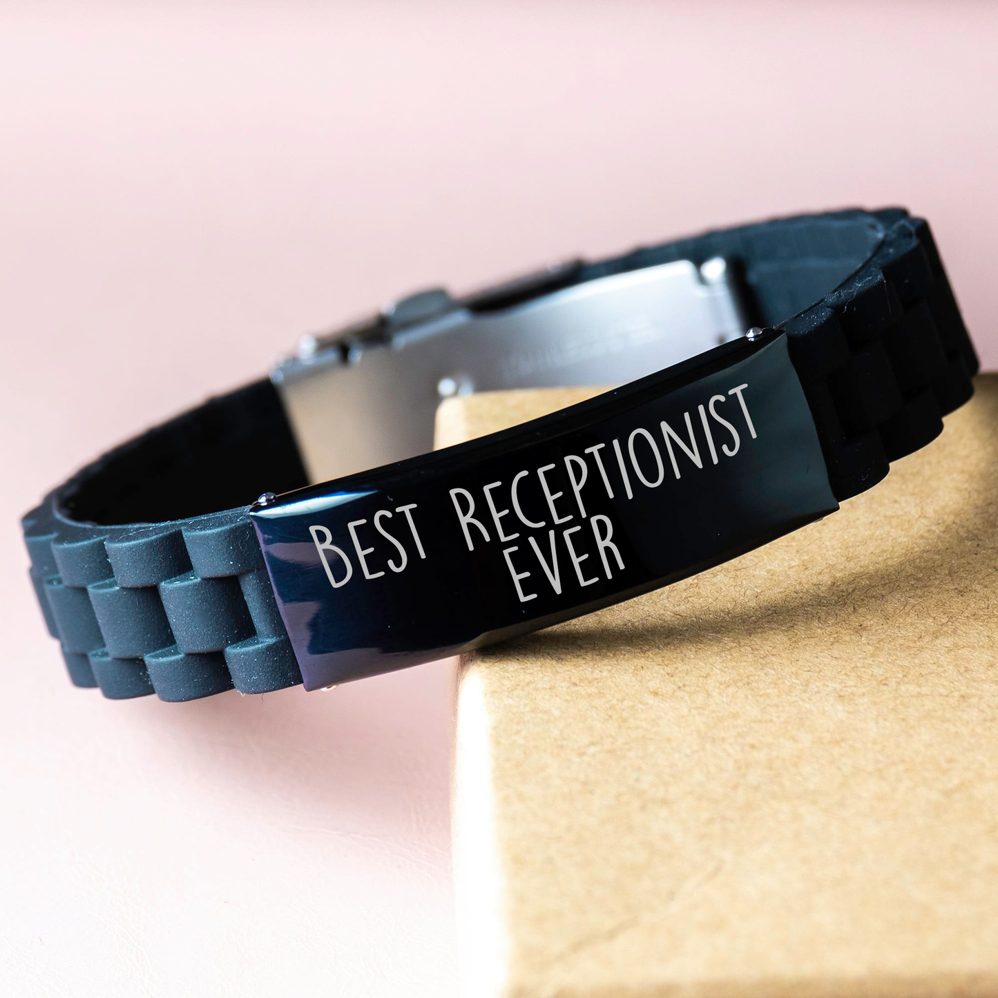 Funny Best Receptionist Ever Gifts from Friends to Receptionist Graduation Unique Gifts Glide lock Clasp Bracelet - Image 3