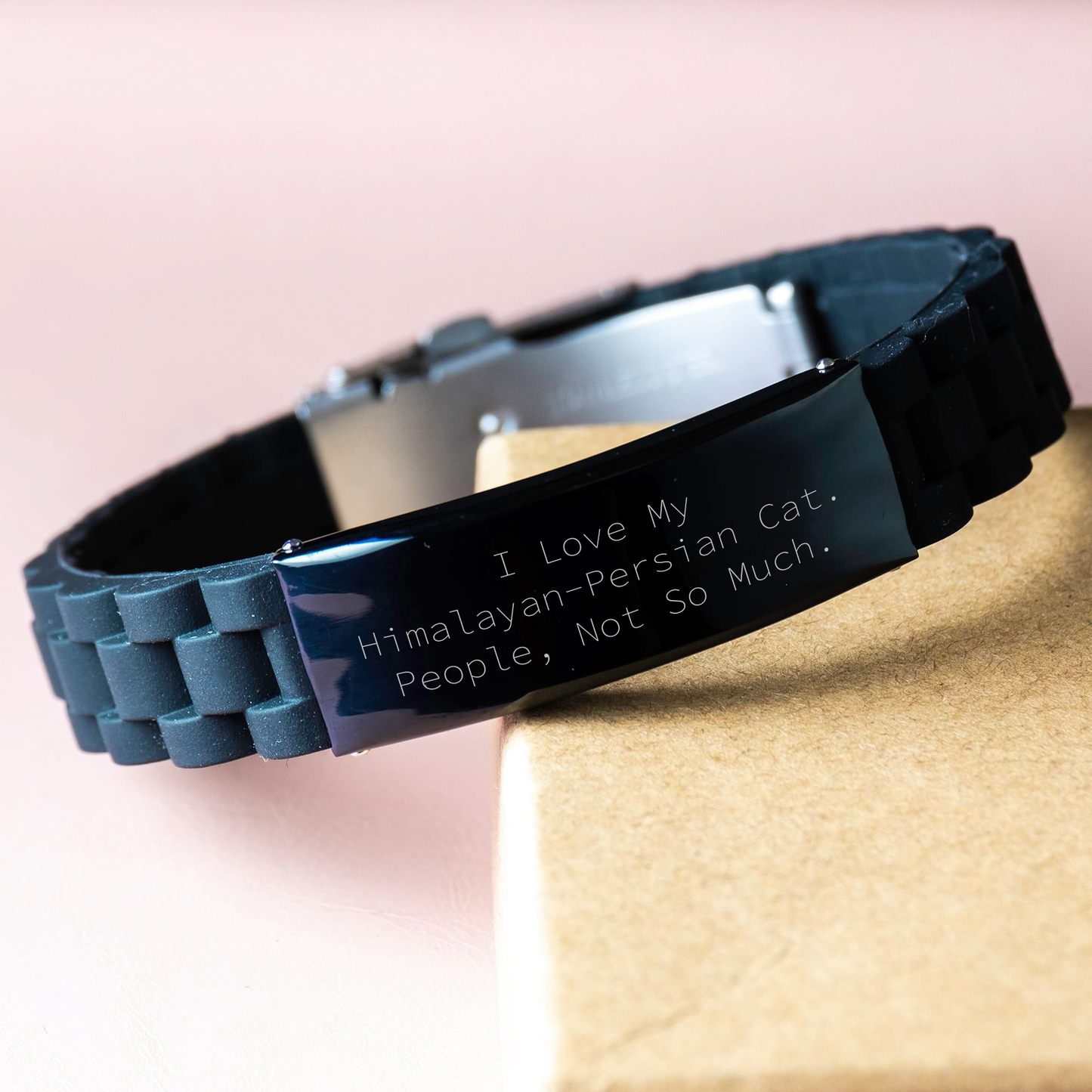 Himalayan-Persian Cat Gifts from Friends, 'I Love My Himalayan-persian Cat. People, Not So Much.' Glide lock Clasp Bracelet for Graduation - Image 3