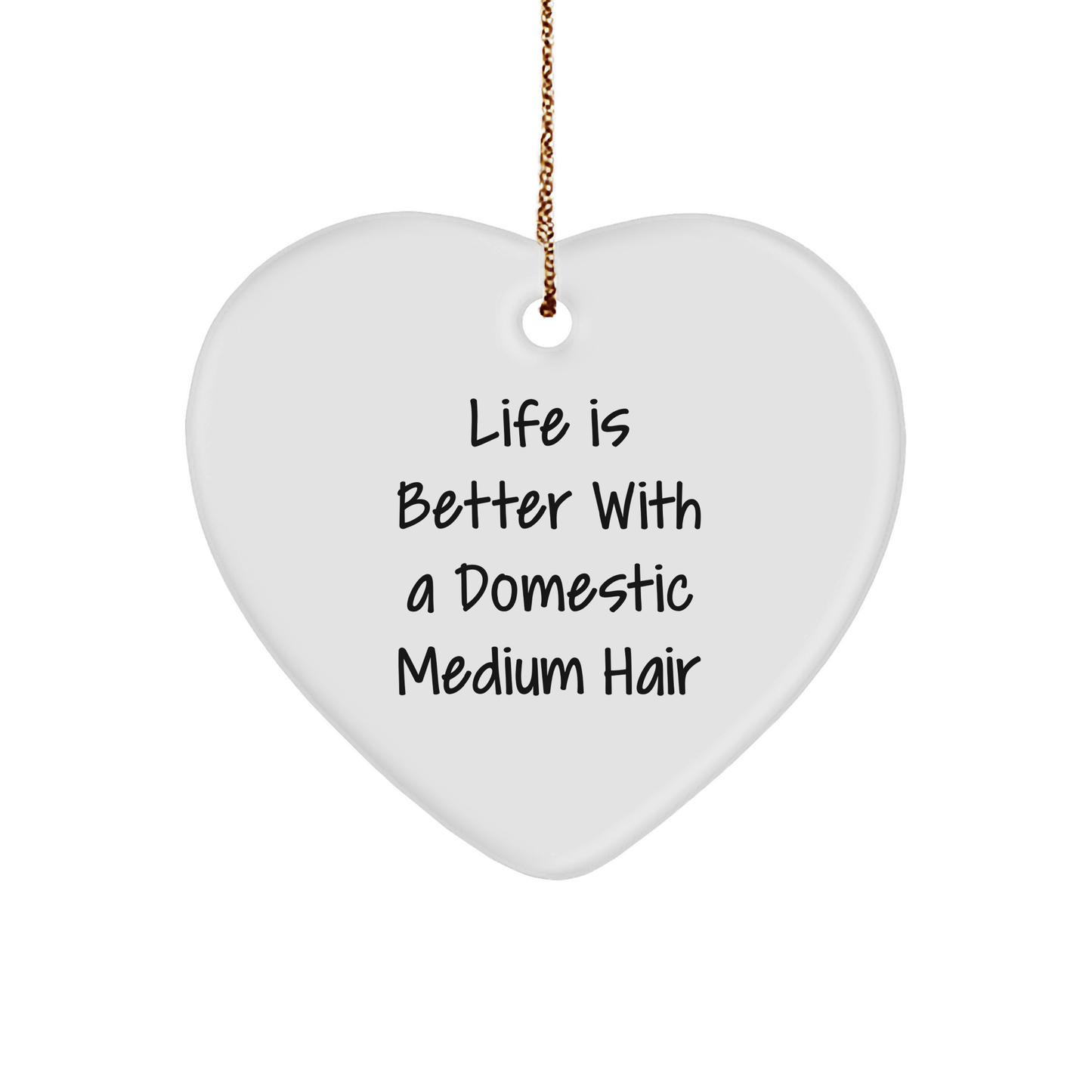 Domestic Medium Hair Cat Heart Ornament Gifts from Friends Christmas Unique - Image 1
