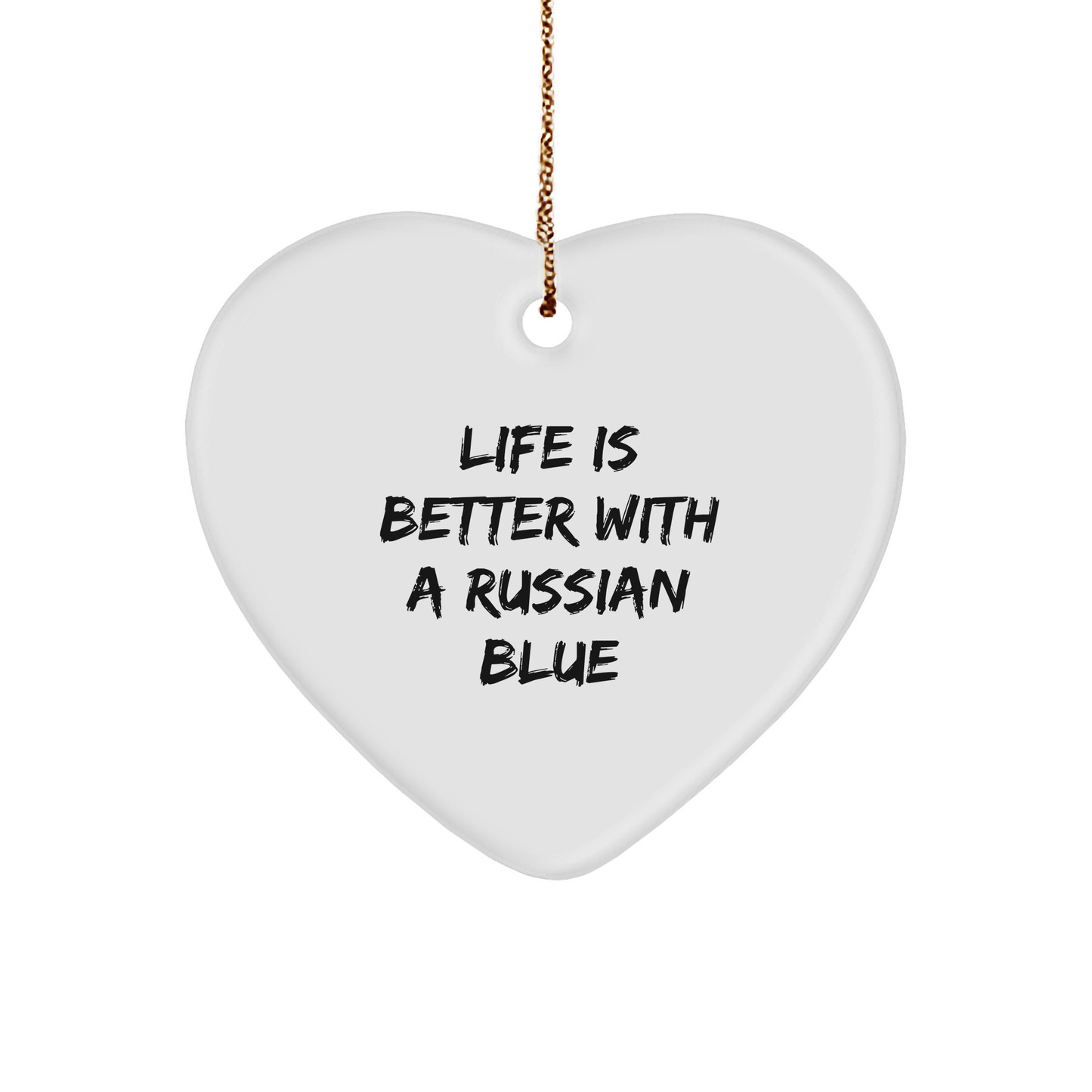 Russian Blue Cat Heart Ornament Gifts from Men to Women Friends Family for Christmas Unique Russian Blue Cat Lovers - Image 1