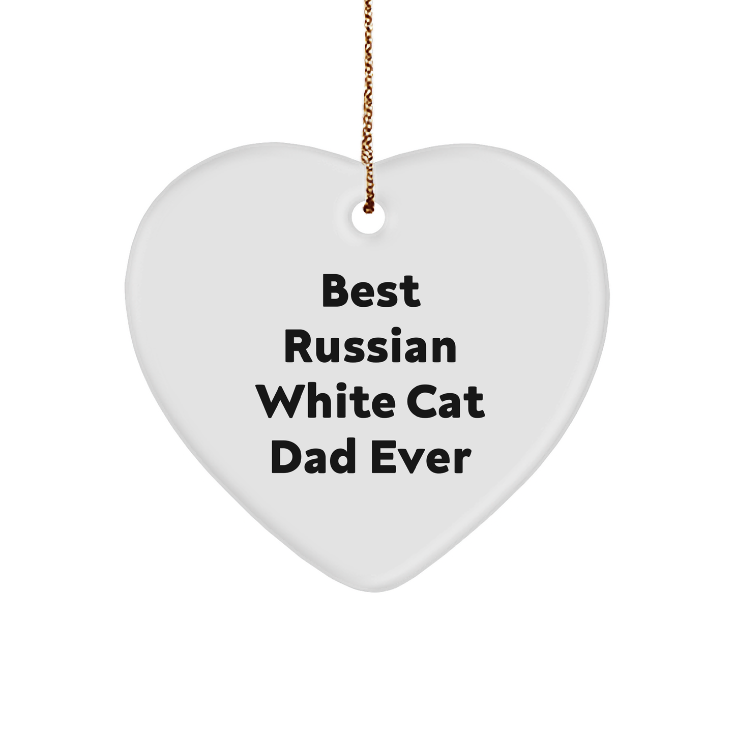Funny Russian White Cat Dad Ever Gifts from Best Dads - Heart Ornament, Russian White Cat Lover Gift for Russian White Cat, Christmas Unique Gifts for Men, Women, Family, Friends, Coworkers - Image 1
