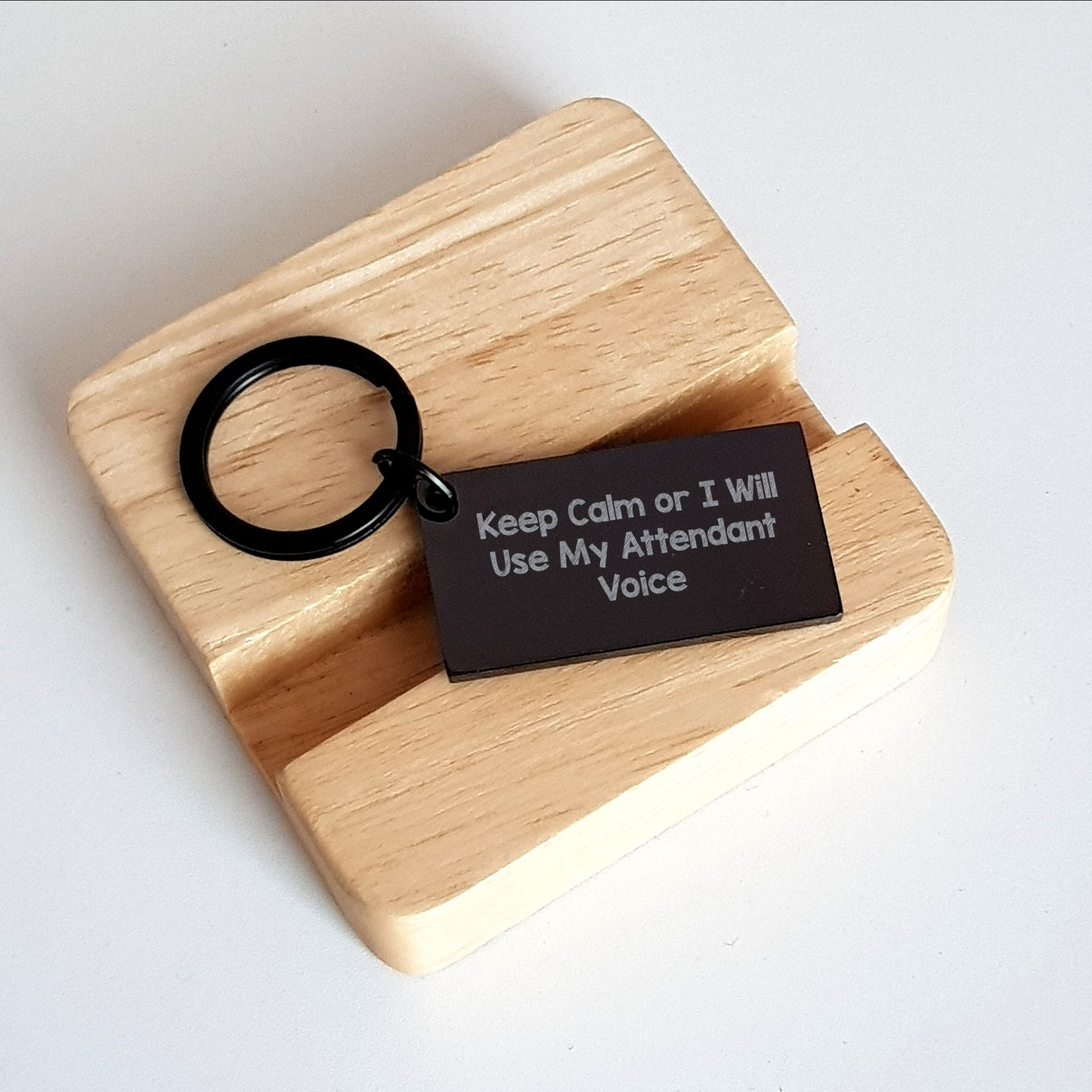 Funny Attendant Keychain Gifts from Friends to Coworkers, Keep Calm Or I Will Use My Attendant Voice, Graduation Unique Gifts for Men and Women - Image 2