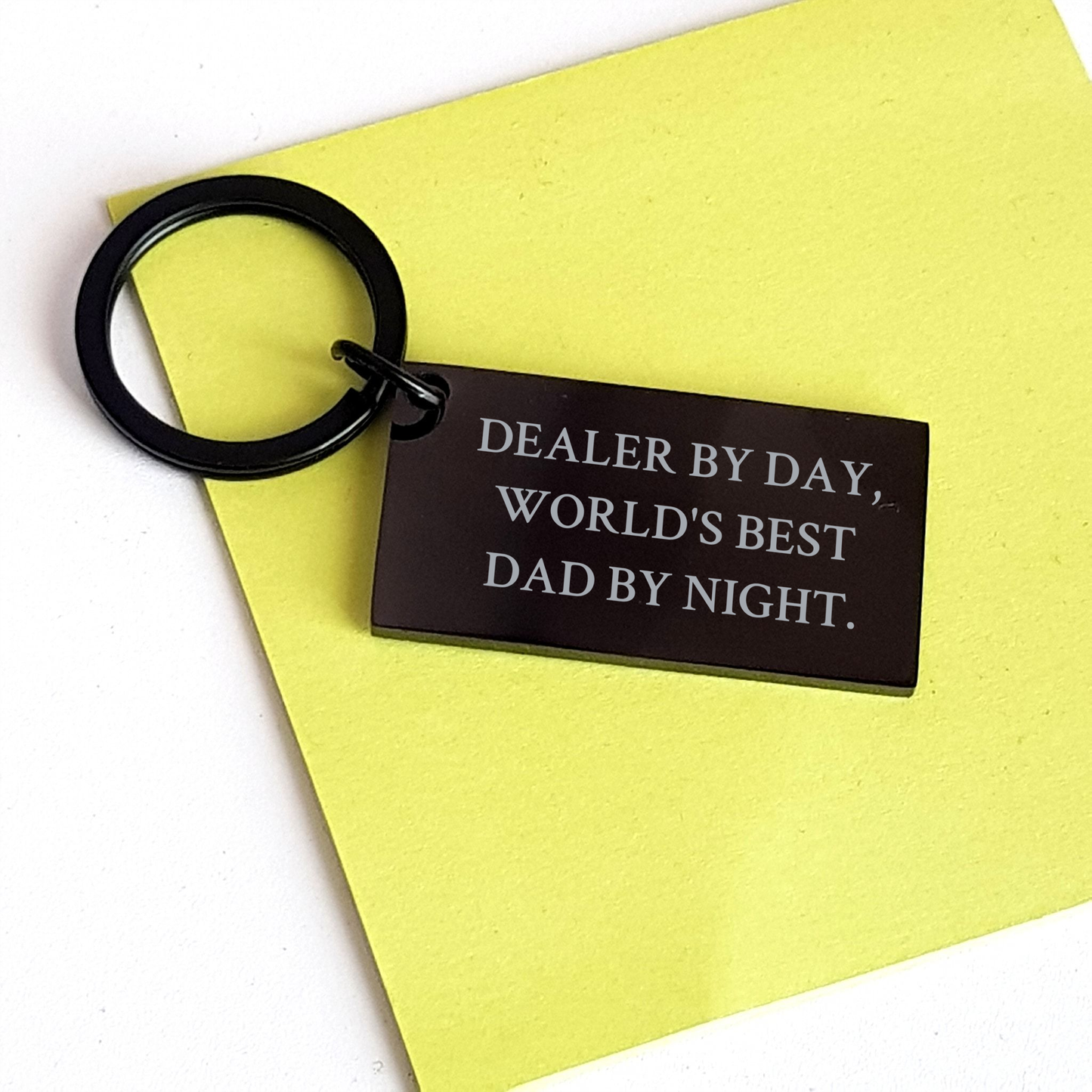 Funny Dealer Gifts from Men - World's Best Dad Keychain for Father's Day, Engraved Message, Stainless Steel, Black, Gift for Dealer - Image 3