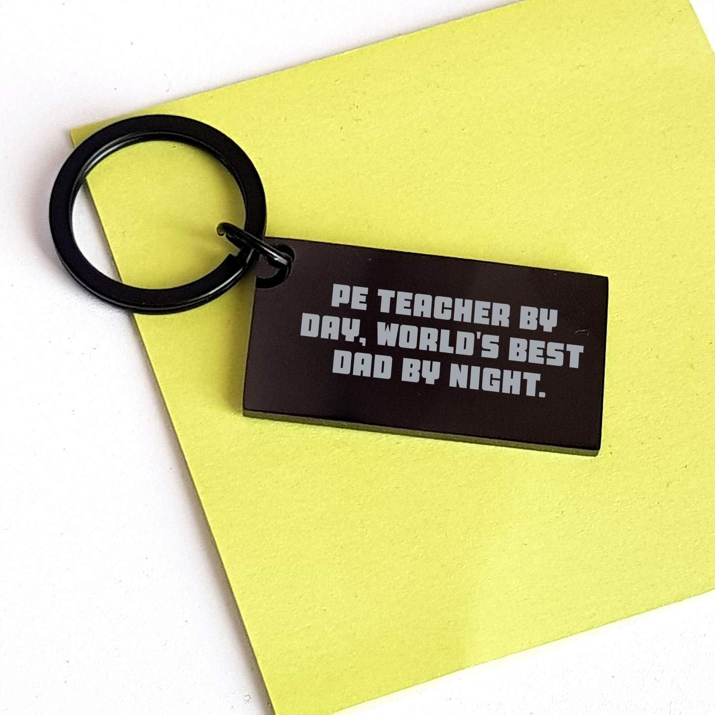 Funny PE Teacher Gifts from Men to World's Best Dad on Father's Day Keychain, 'Pe Teacher By Day, World's Best Dad By Night.' - Image 3
