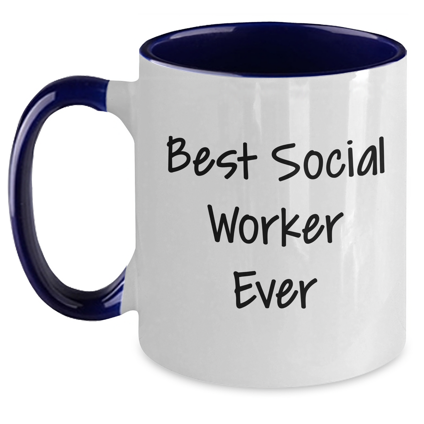 Funny Social Worker Gifts - Best Social Worker Ever Quote Two Tone Coffee Mug, Gifts from Family, Father's Day Unique Presents for Social Worker - Main