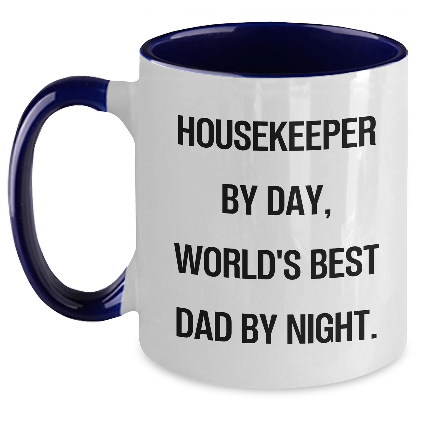 Funny Housekeeper Gifts: Housekeeper By Day, World's Best Dad By Night. Two Tone Coffee Mug for Father's Day - Main