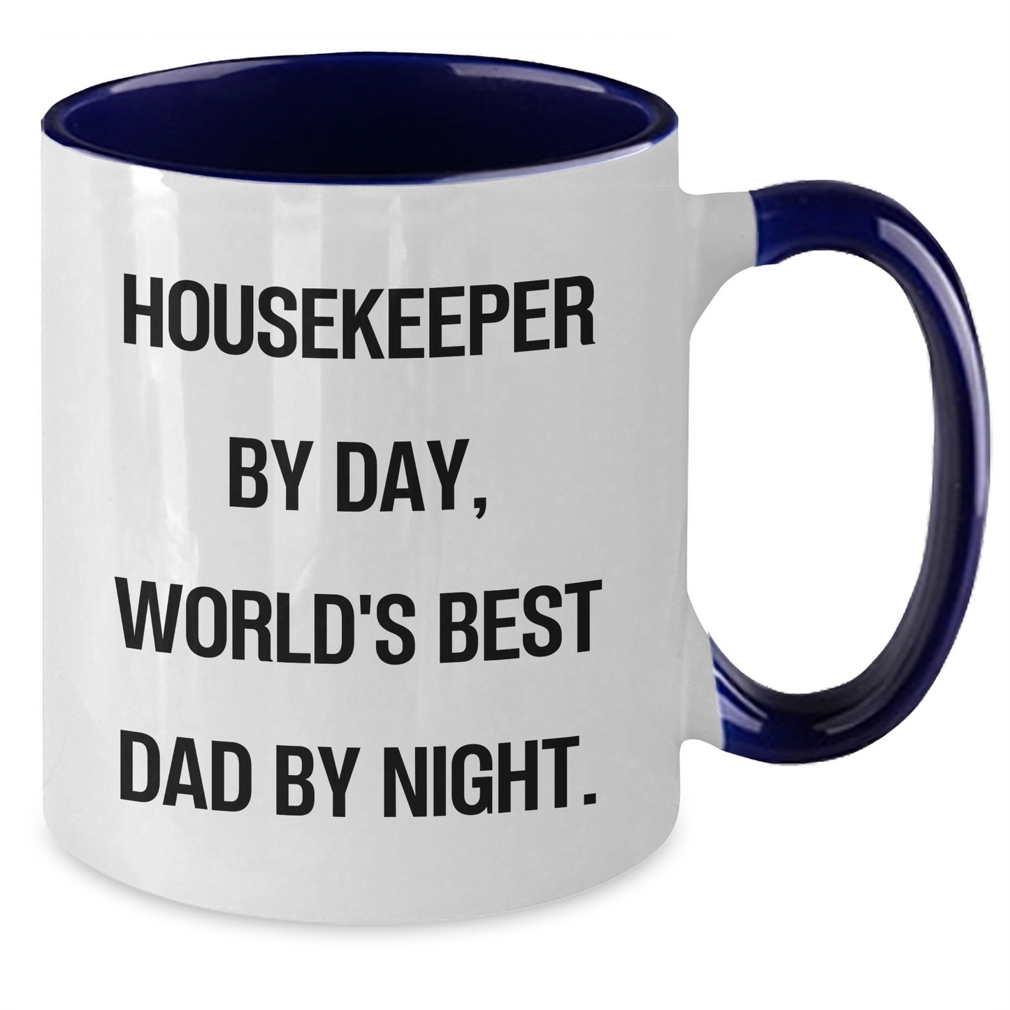Funny Housekeeper Gifts: Housekeeper By Day, World's Best Dad By Night. Two Tone Coffee Mug for Father's Day - Additional