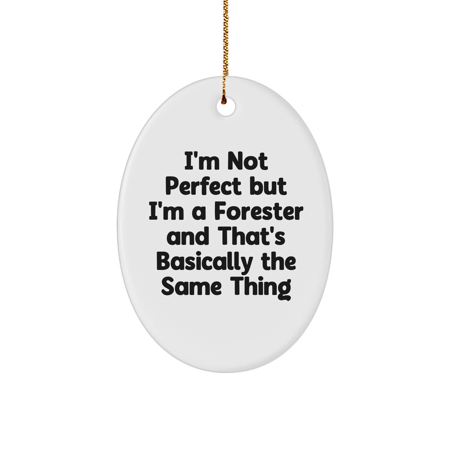 Funny Forester Gifts for Men, White Oval Ornament with 'I'm Not Perfect' Quote, Christmas Unique Gifts from Friends - Image 1