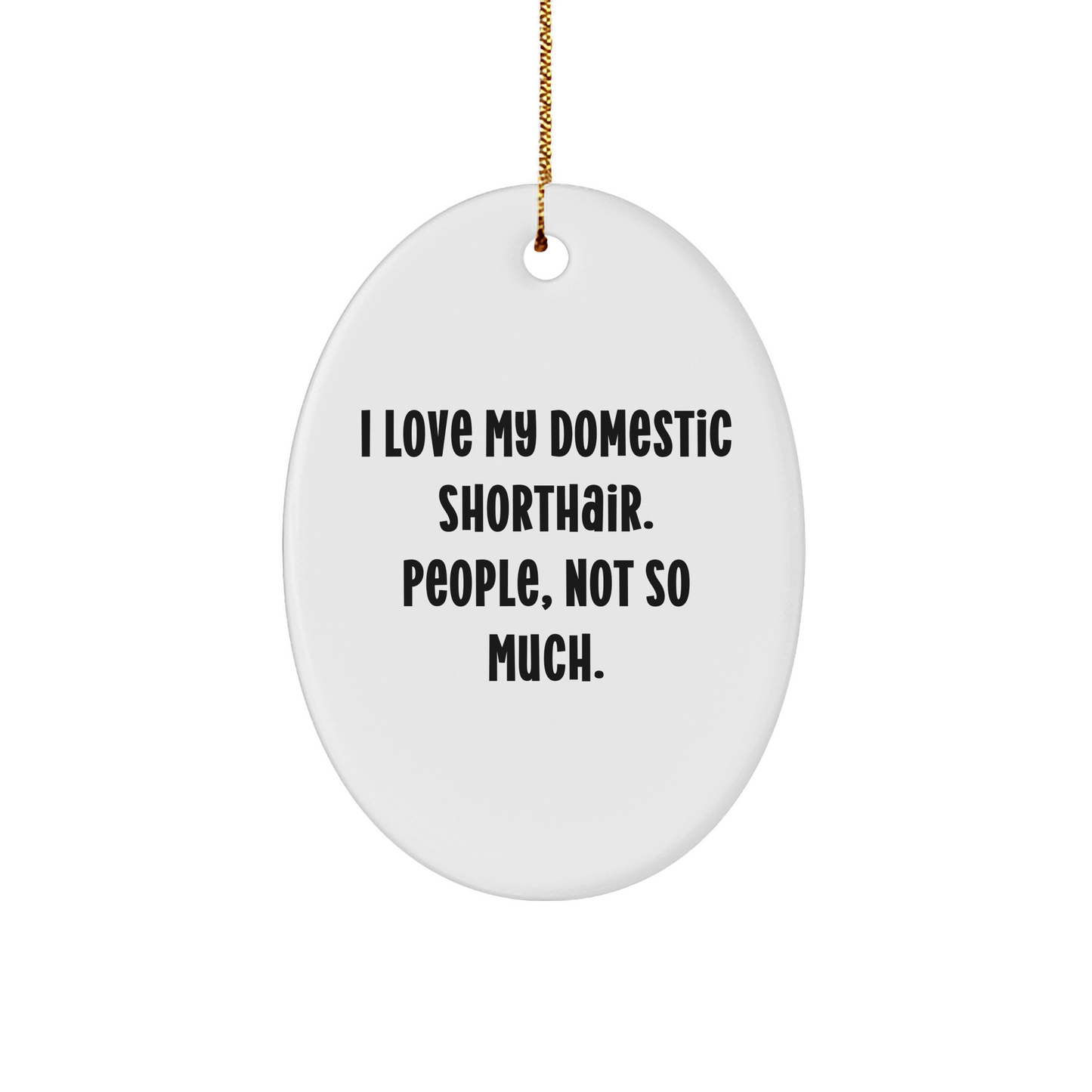 Domestic Shorthair Cat Gifts, Funny Quote Oval Ornament, Gifts from Friends for Family, Christmas Unique Gifts - Image 1