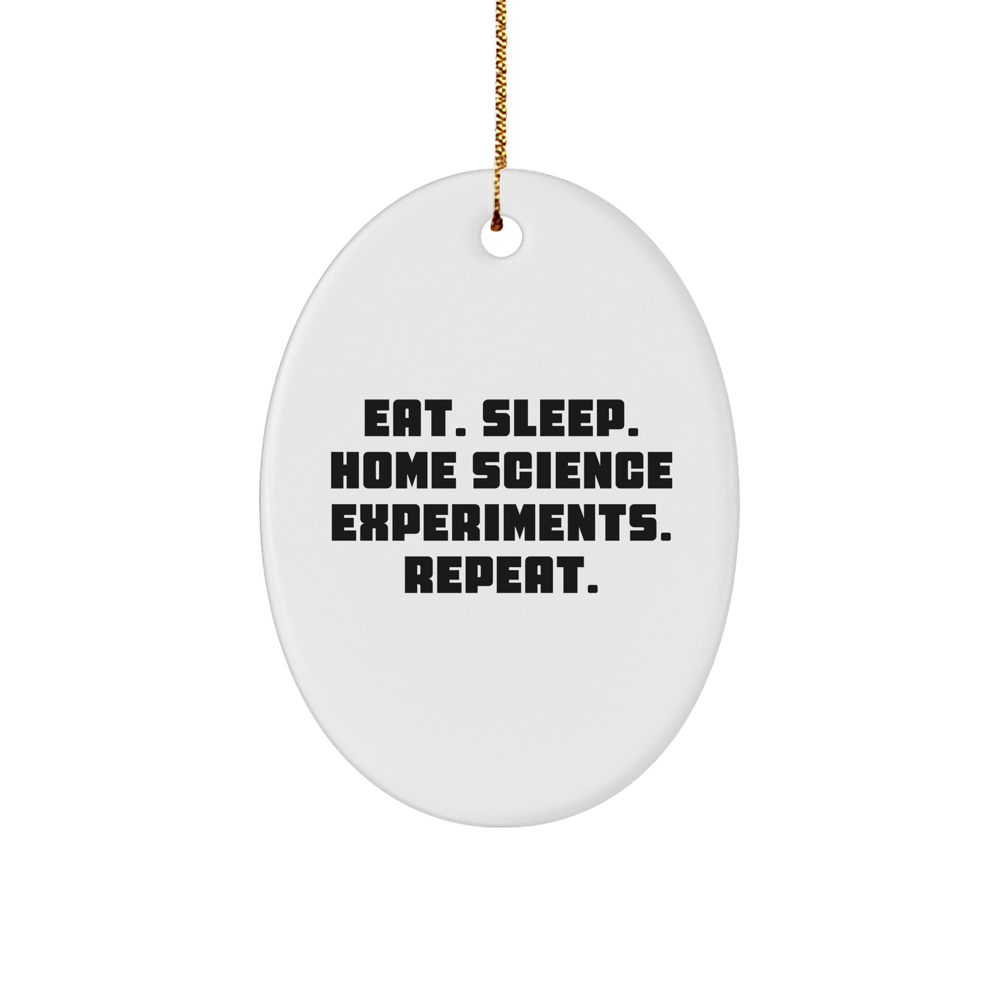 Home Science Experiments Gifts from Family - Eat. Sleep. Home Science Experiments. Repeat. Oval Ornament for Christmas - Image 1