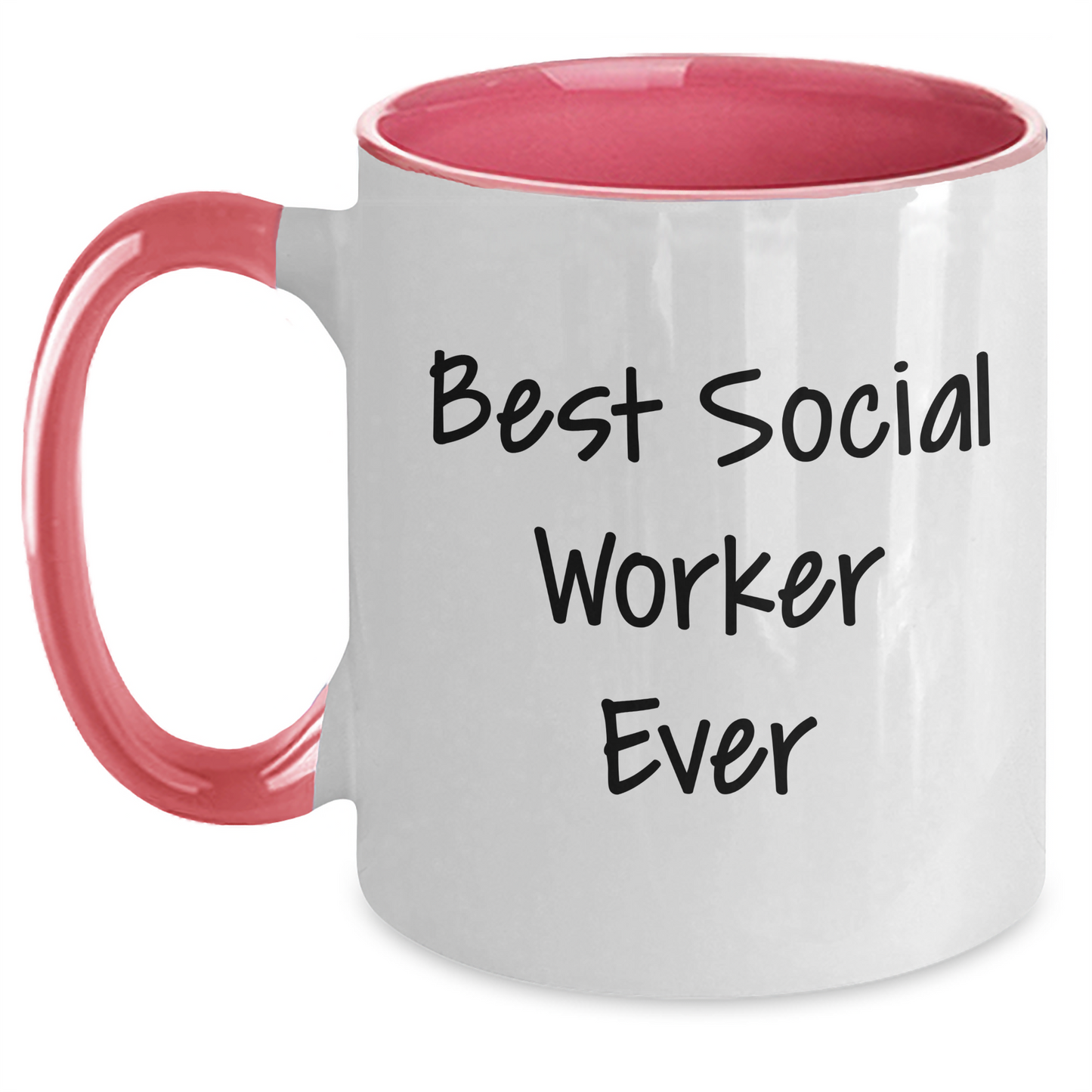 Funny Social Worker Gifts - Best Social Worker Ever Quote Two Tone Coffee Mug, Gifts from Family, Father's Day Unique Presents for Social Worker - Main