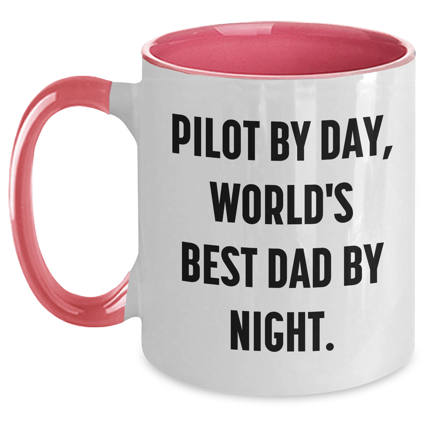 Pilot Gifts: Funny Two Tone Coffee Mug, Pilot By Day, World's Best Dad By Night., Gifts from Men to Pilot, Father's Day Unique Presents - Main