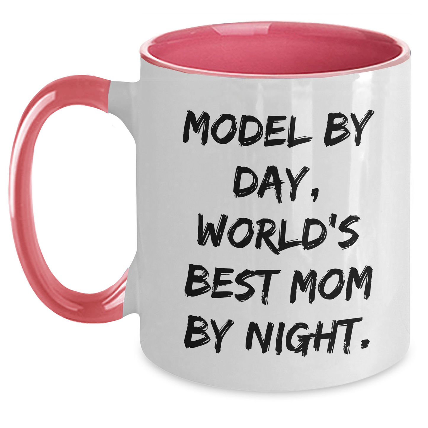 Funny Model Gifts from Mom - Model By Day, World's Best Mom By Night. Two Tone Coffee Mug for Graduation - Main
