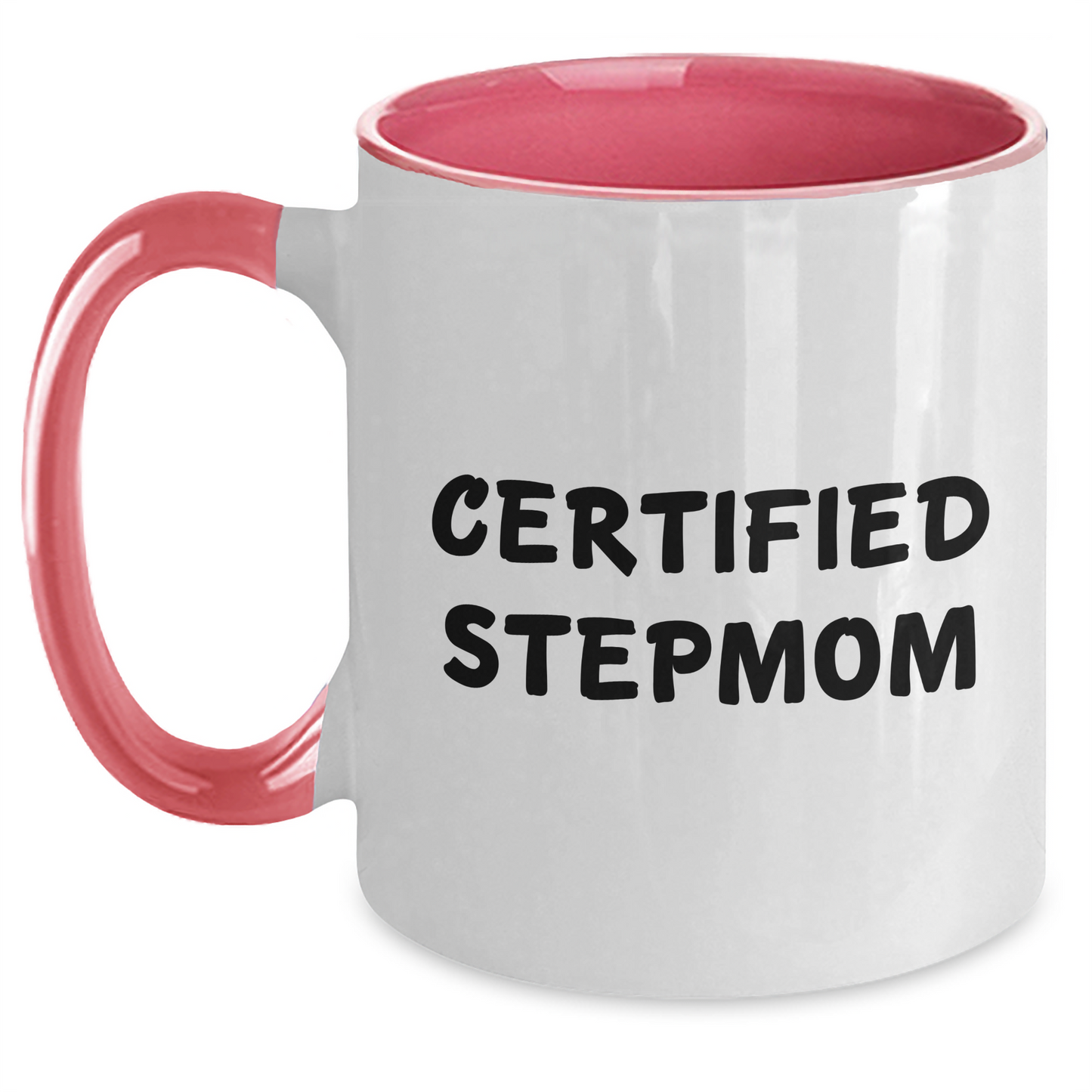 Funny Certified Stepmom Gifts from Mom to Stepmom Two Tone Coffee Mug for Graduation, Black and White, 11oz - Main