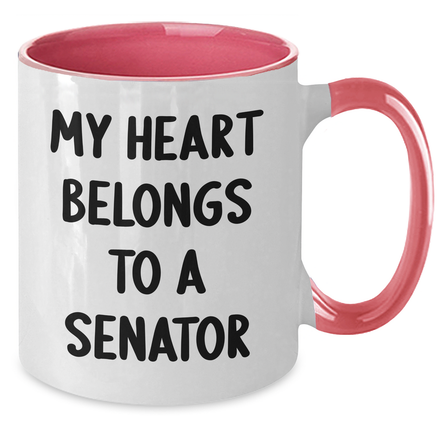 Humorous Senator Gifts, My Heart Belongs To A Senator Two Tone Coffee Mug, Funny Quote for Graduation, Gifts from Friends, Gifts for Senator - Additional
