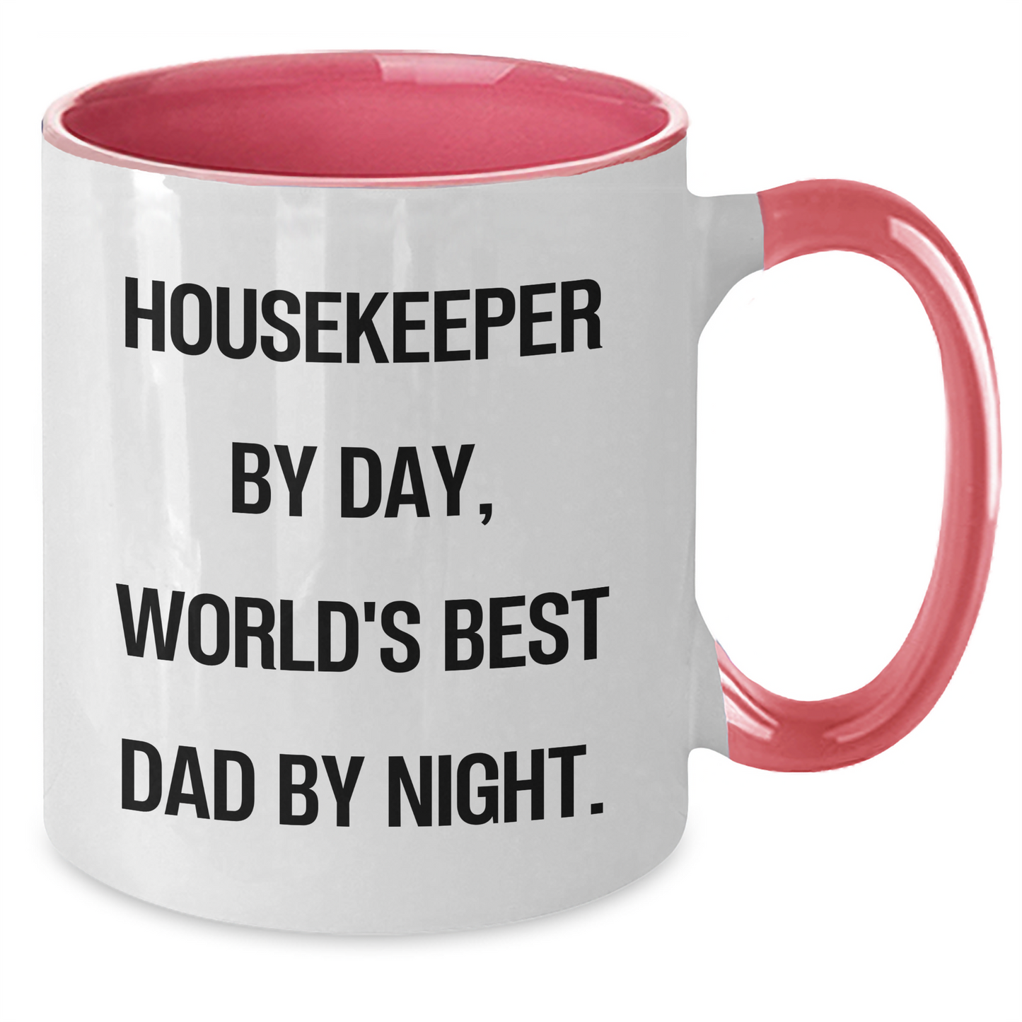 Funny Housekeeper Gifts: Housekeeper By Day, World's Best Dad By Night. Two Tone Coffee Mug for Father's Day - Additional