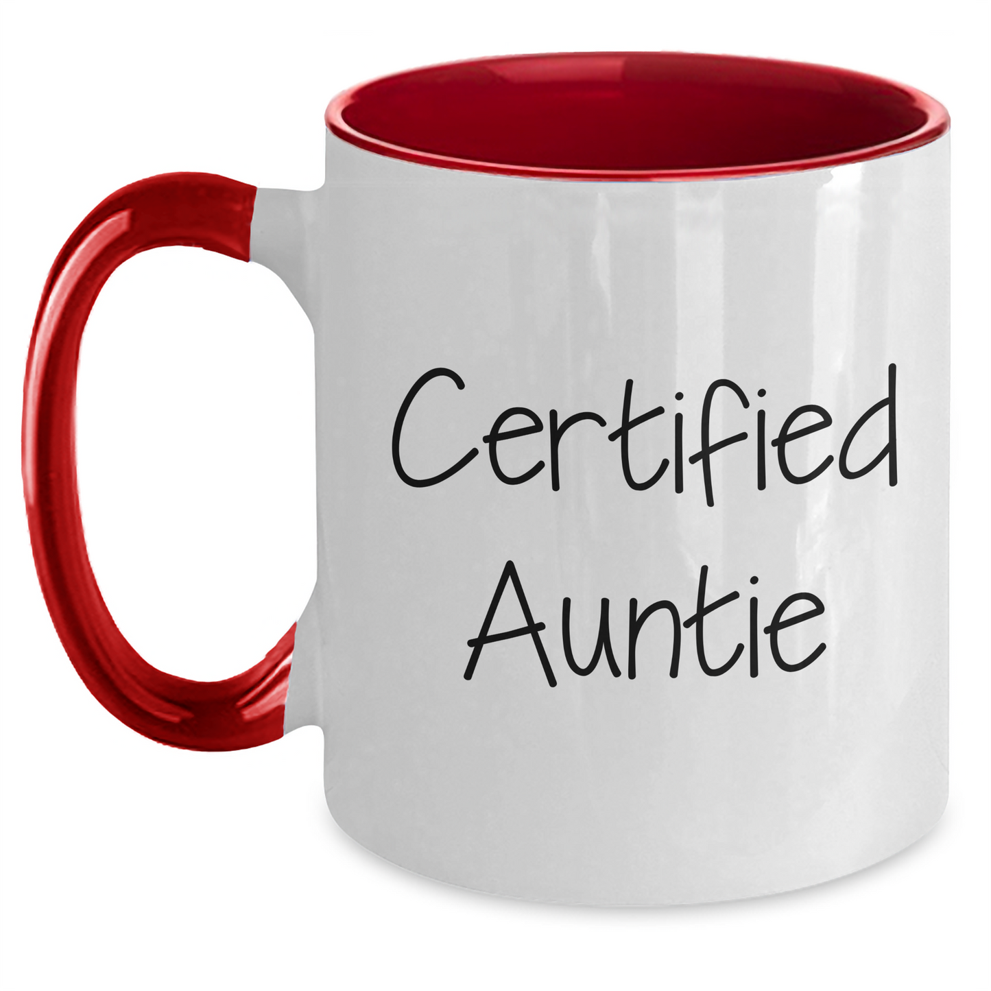 Funny Auntie Gifts from Men to Auntie - Two Tone Coffee Mug for Father's Day, 'Certified Auntie' Quote - Main